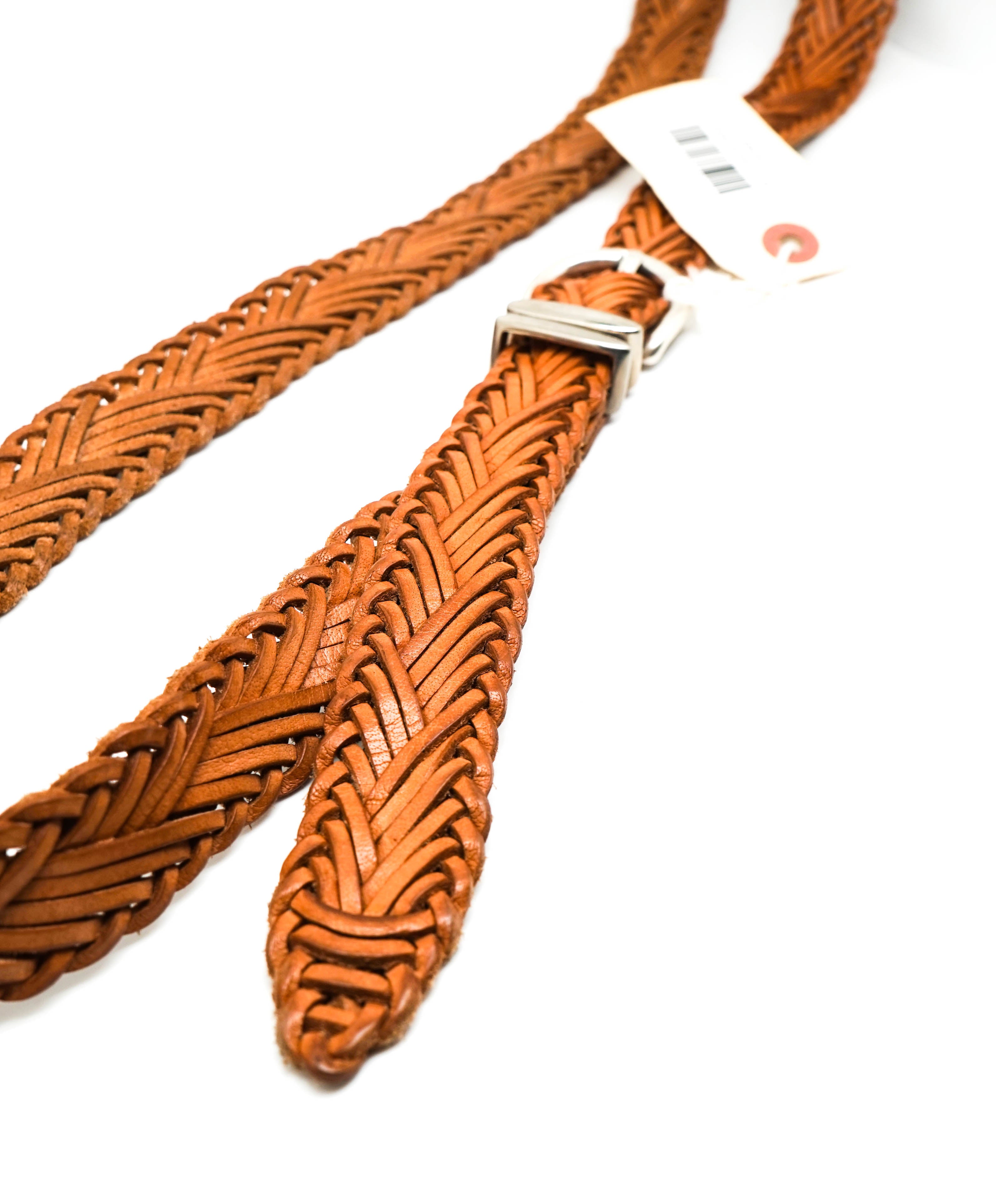 $395 ELEVENTY - Brown Premium Grade Leather Braided Belt - 38W (95 EU)