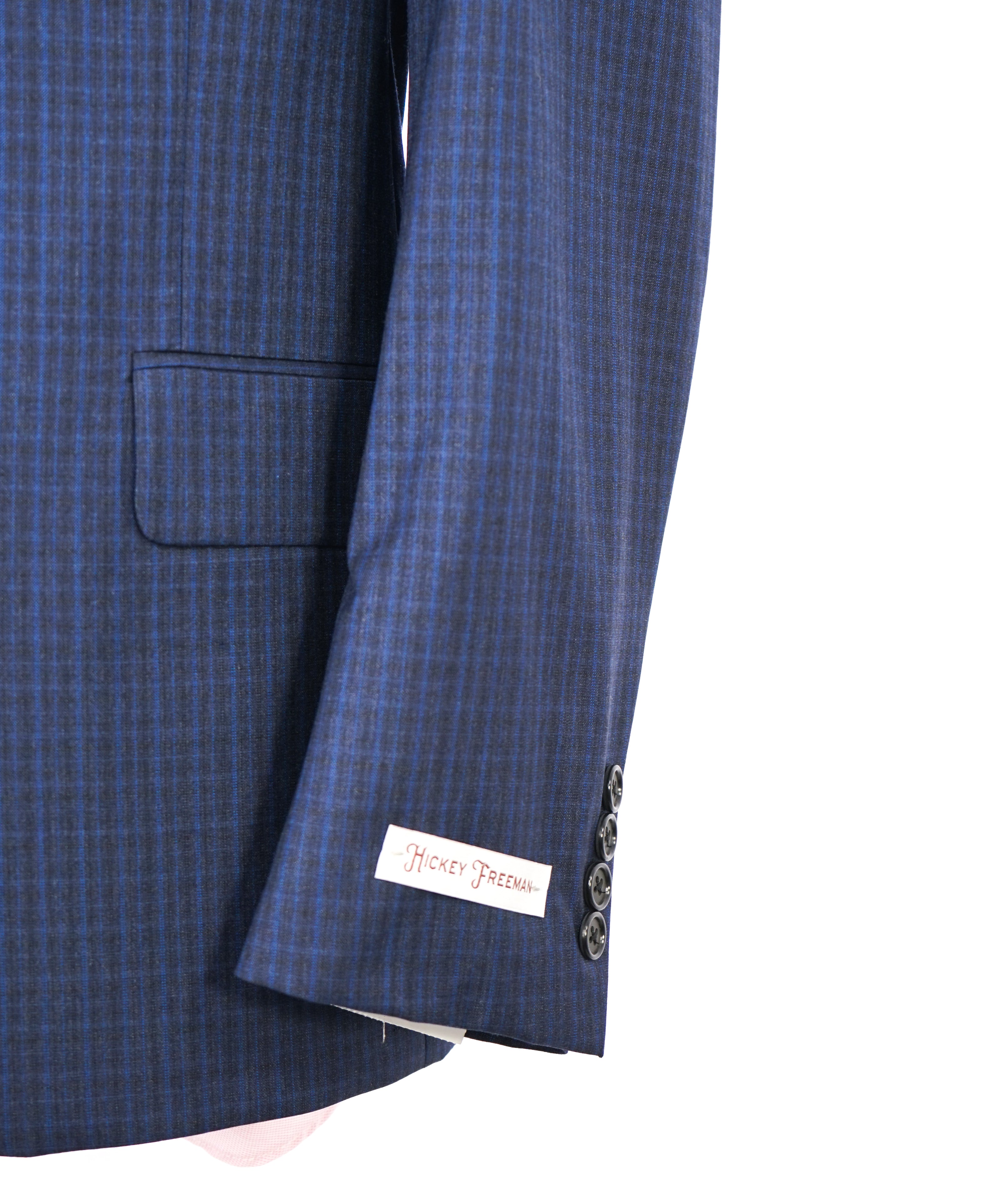 HICKEY FREEMAN - Blue Abstract Plaid Check Wool "Milburn ii" Suit USA - 38S