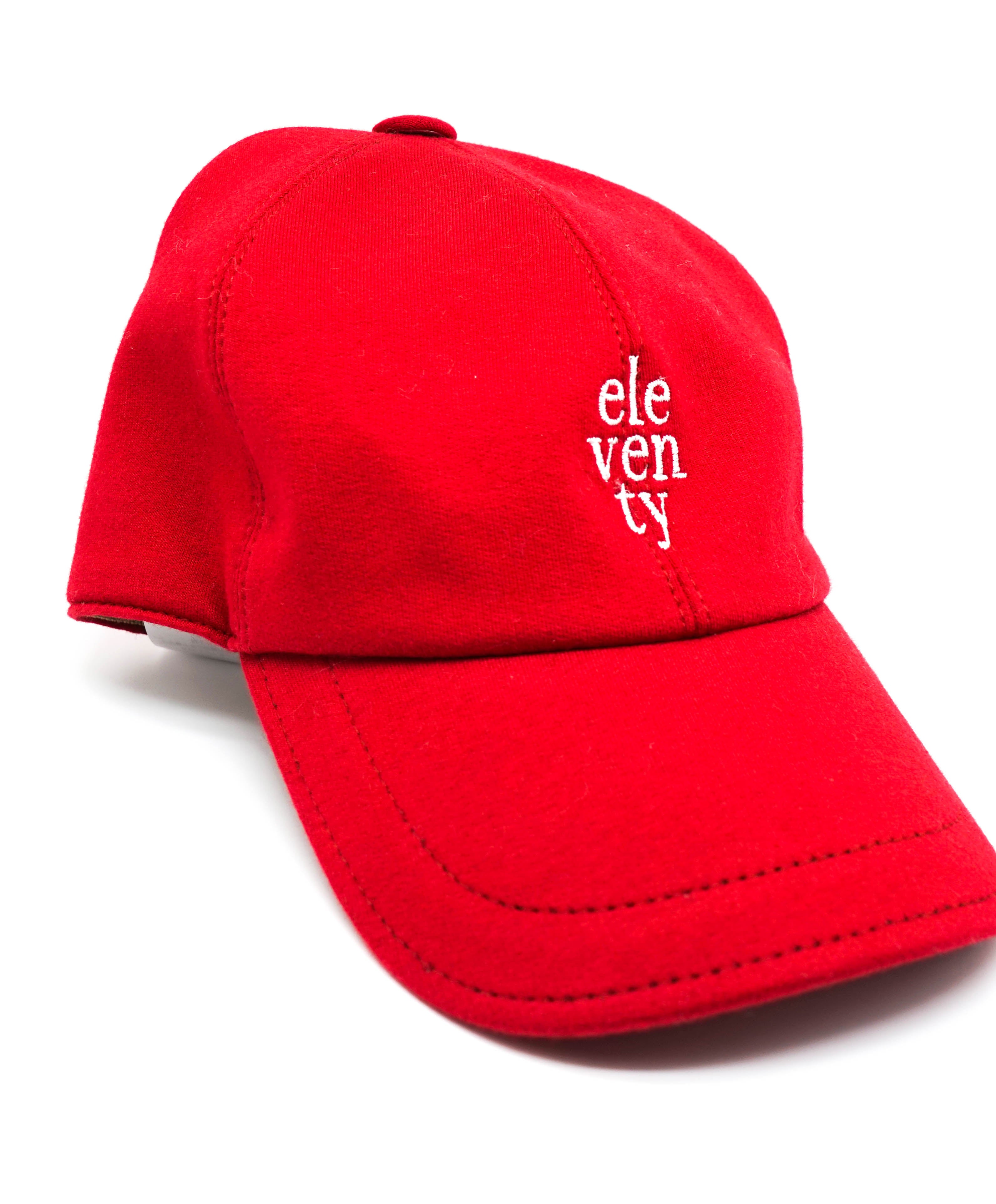 $395 ELEVENTY - Red PERFORMANCE FABRIC Logo Baseball Cap Hat - L