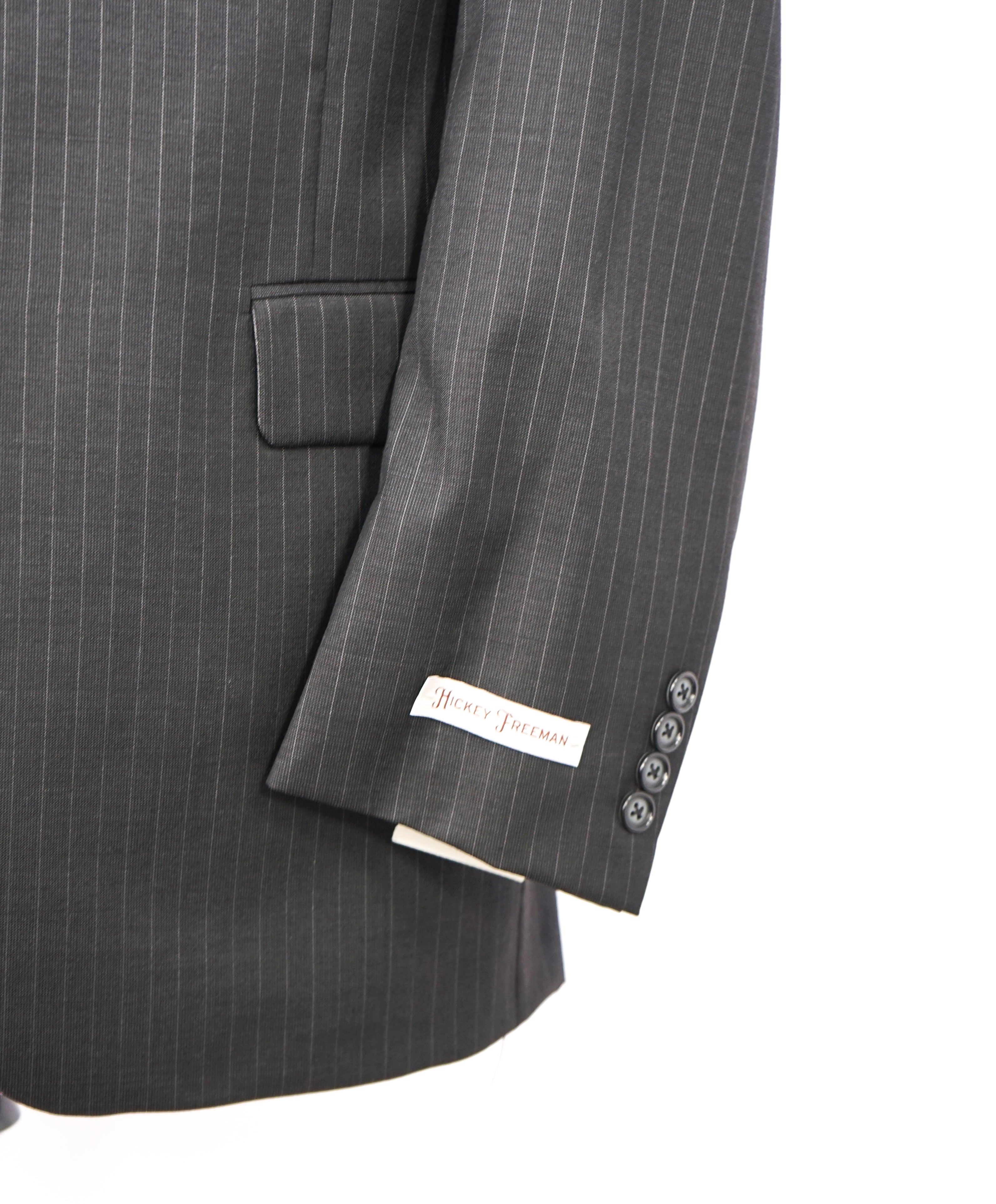 HICKEY FREEMAN - Charcoal & Cream Stripe "Milburn ii" Notch Lapel Suit - 42L