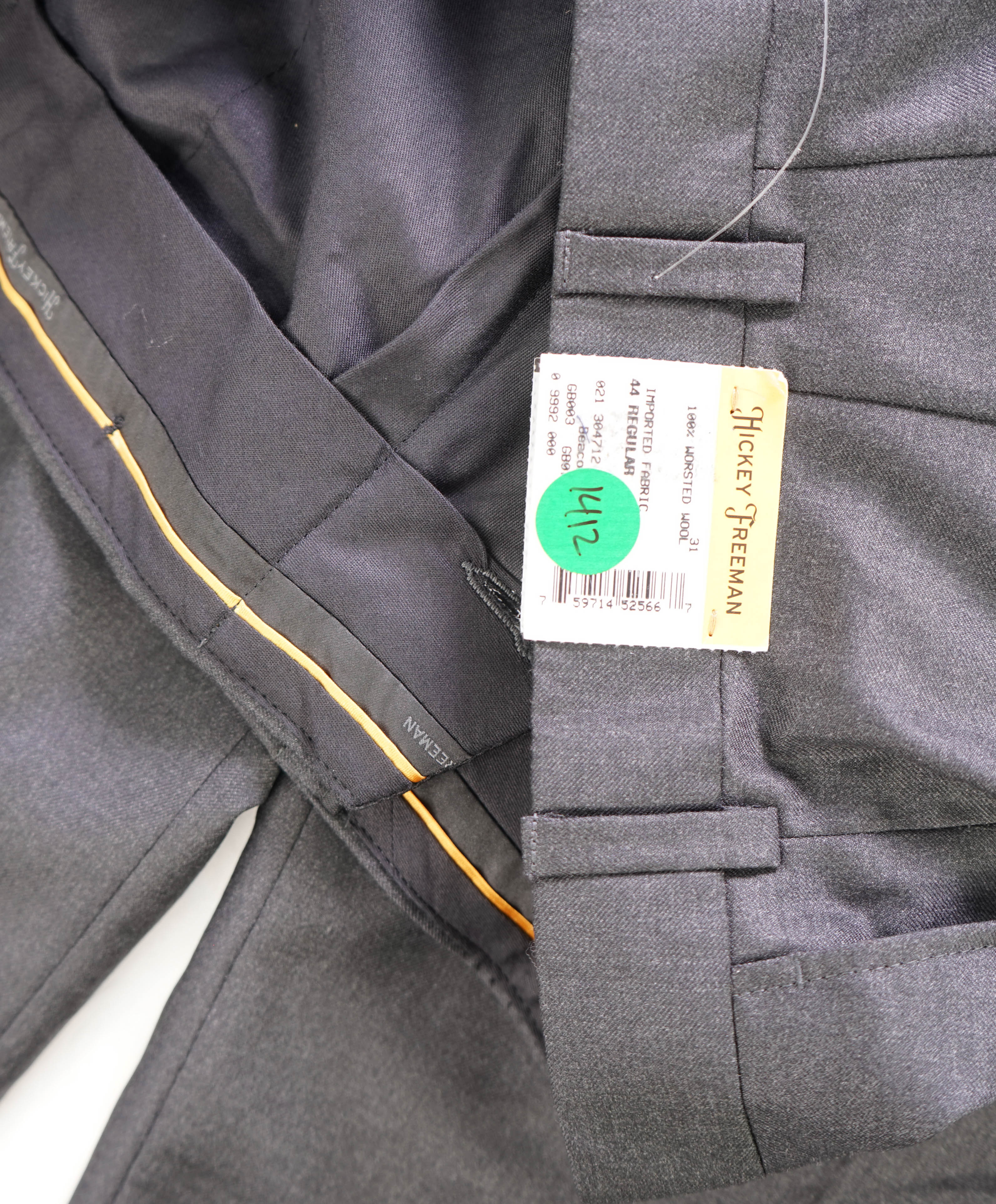 HICKEY FREEMAN - By ERMENEGILDO ZEGNA Pure Wool Gray Dress Pants - 38W