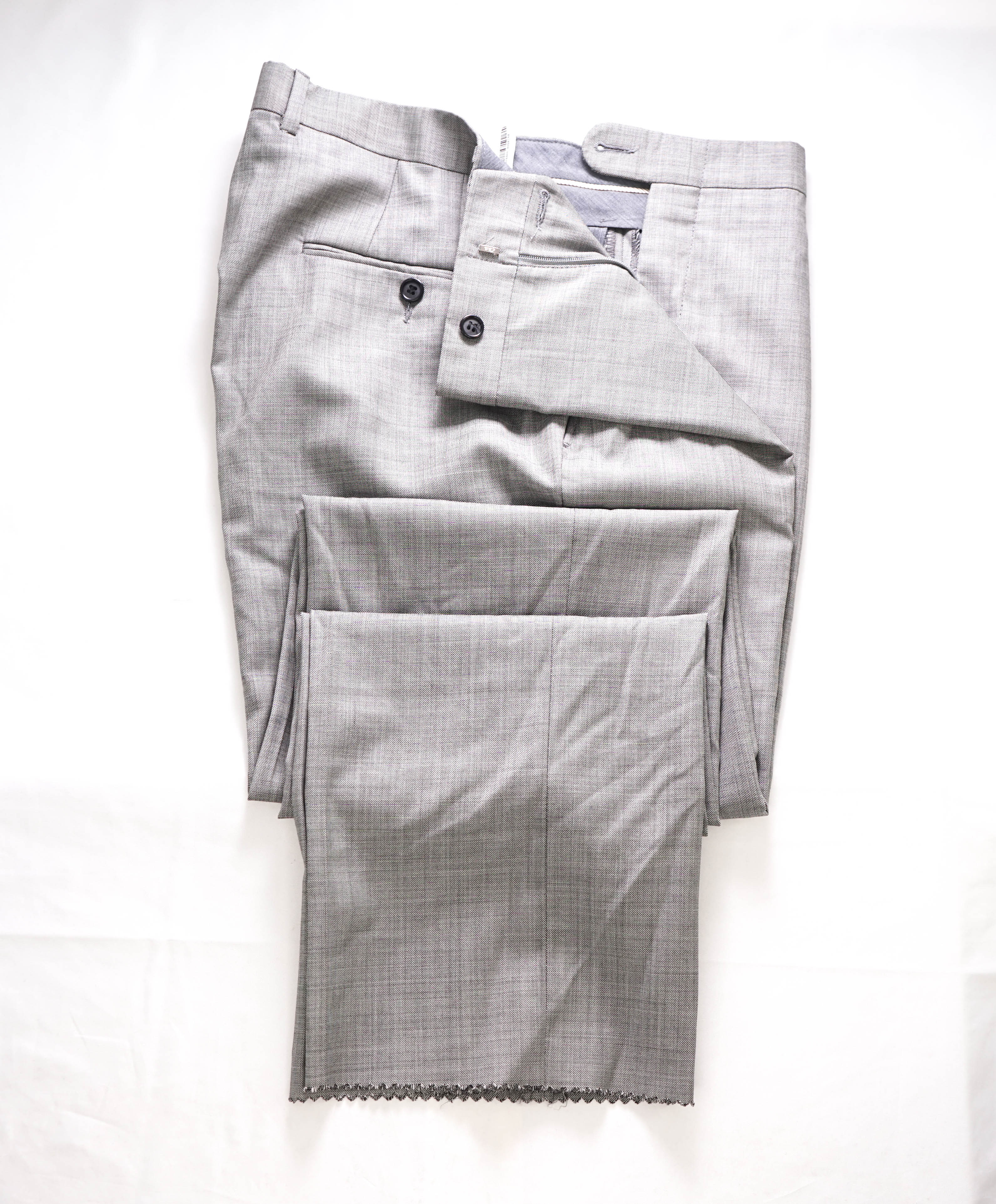 HICKEY FREEMAN - Light Gray Wool Flat Front Dress Pants - 34W