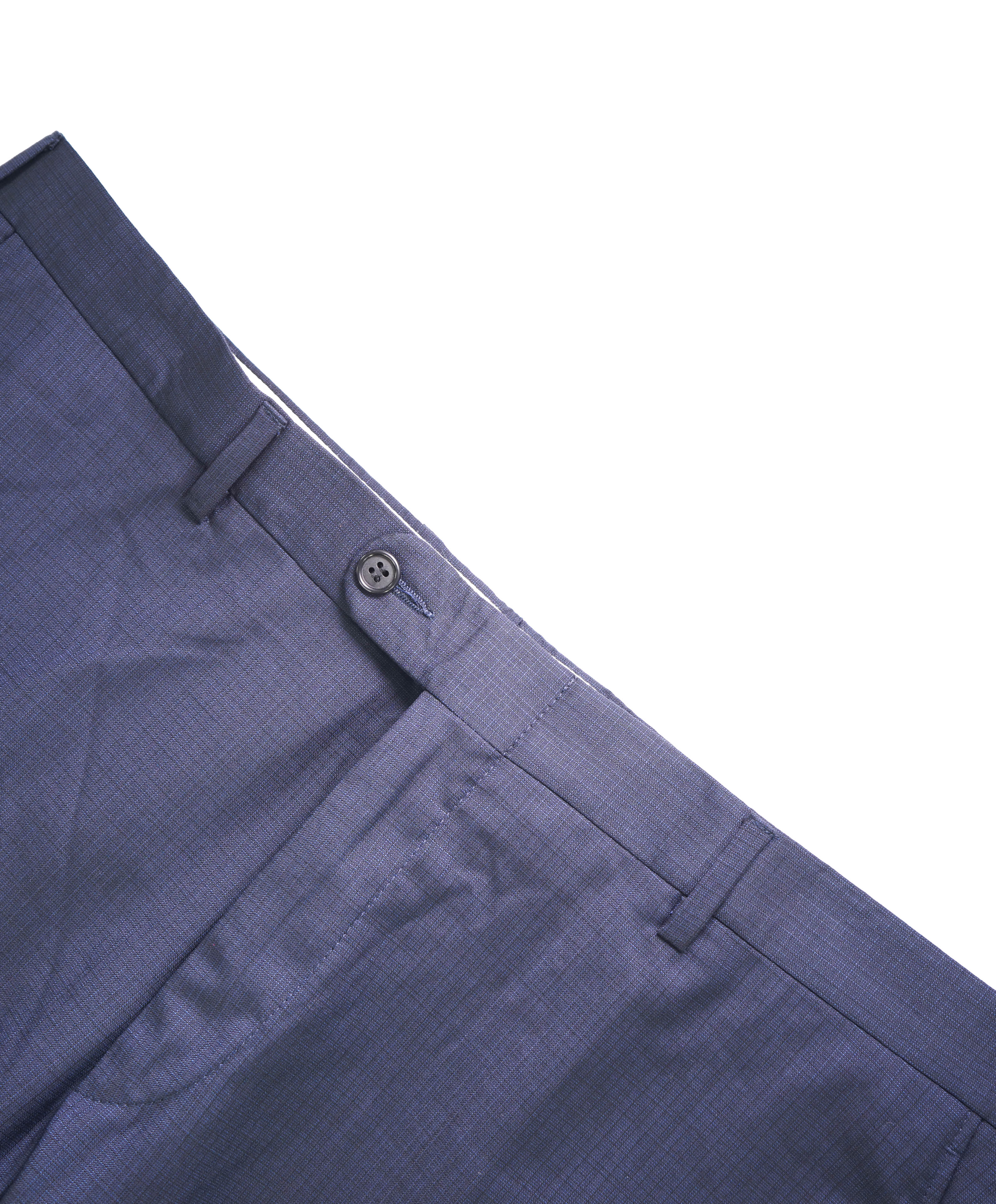 HICKEY FREEMAN - Mid Blue Check Wool Flat Front Dress Pants - 38W