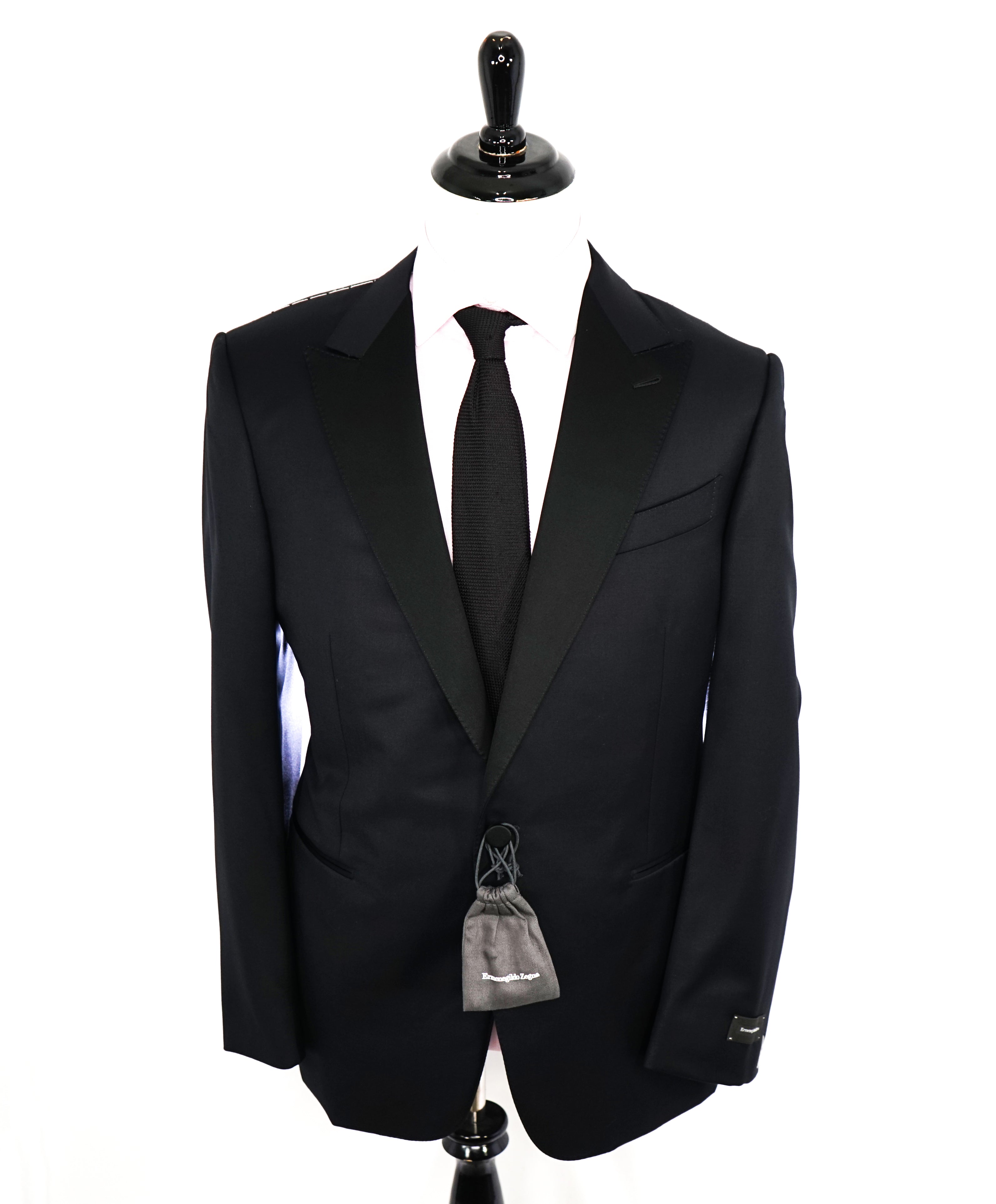 ERMENEGILDO ZEGNA -"MICRONSPHERE MILA" PEAK LAPEL Black Tuxedo - 46R