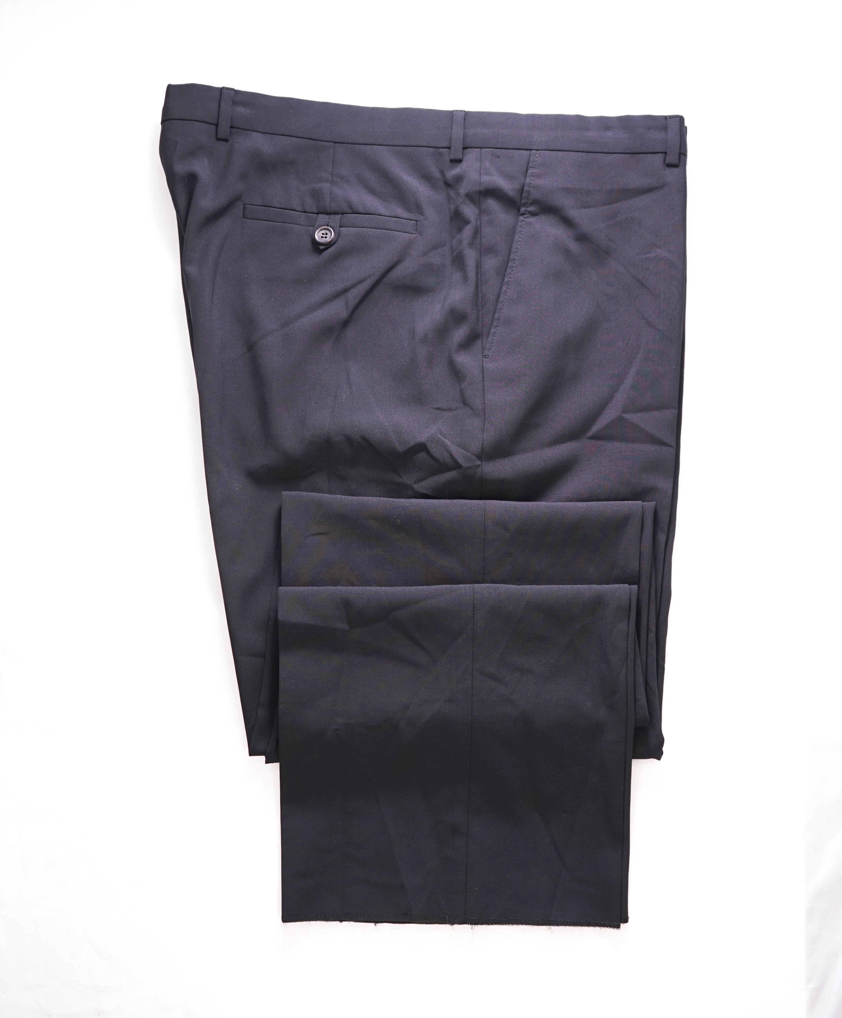 MIU MIU - Solid Black Premium Wool Blend Flat Front Dress Pants - 38W