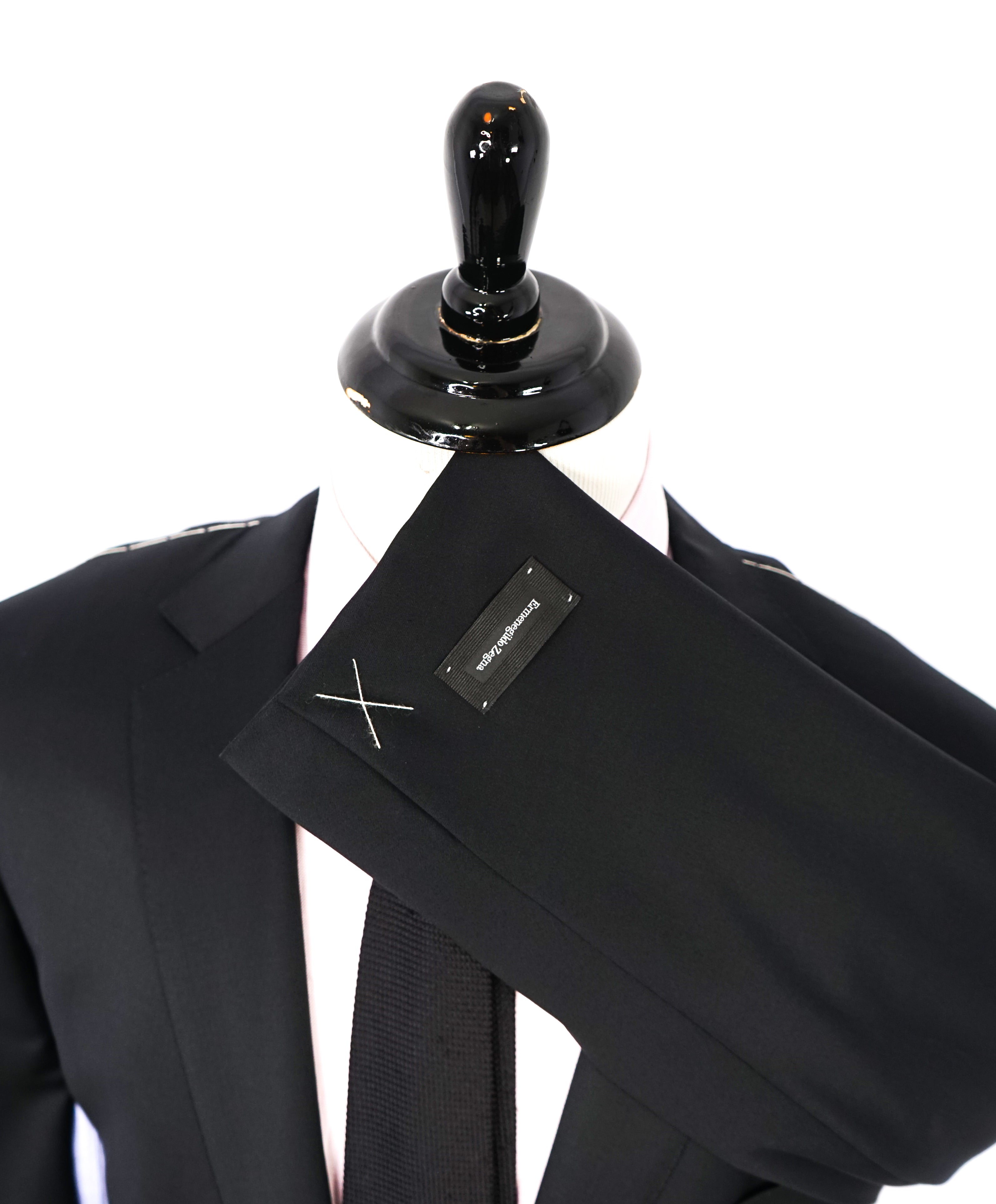 ERMENEGILDO ZEGNA - "MICRONSPHERE" Closet Staple Solid Black Suit - 54L