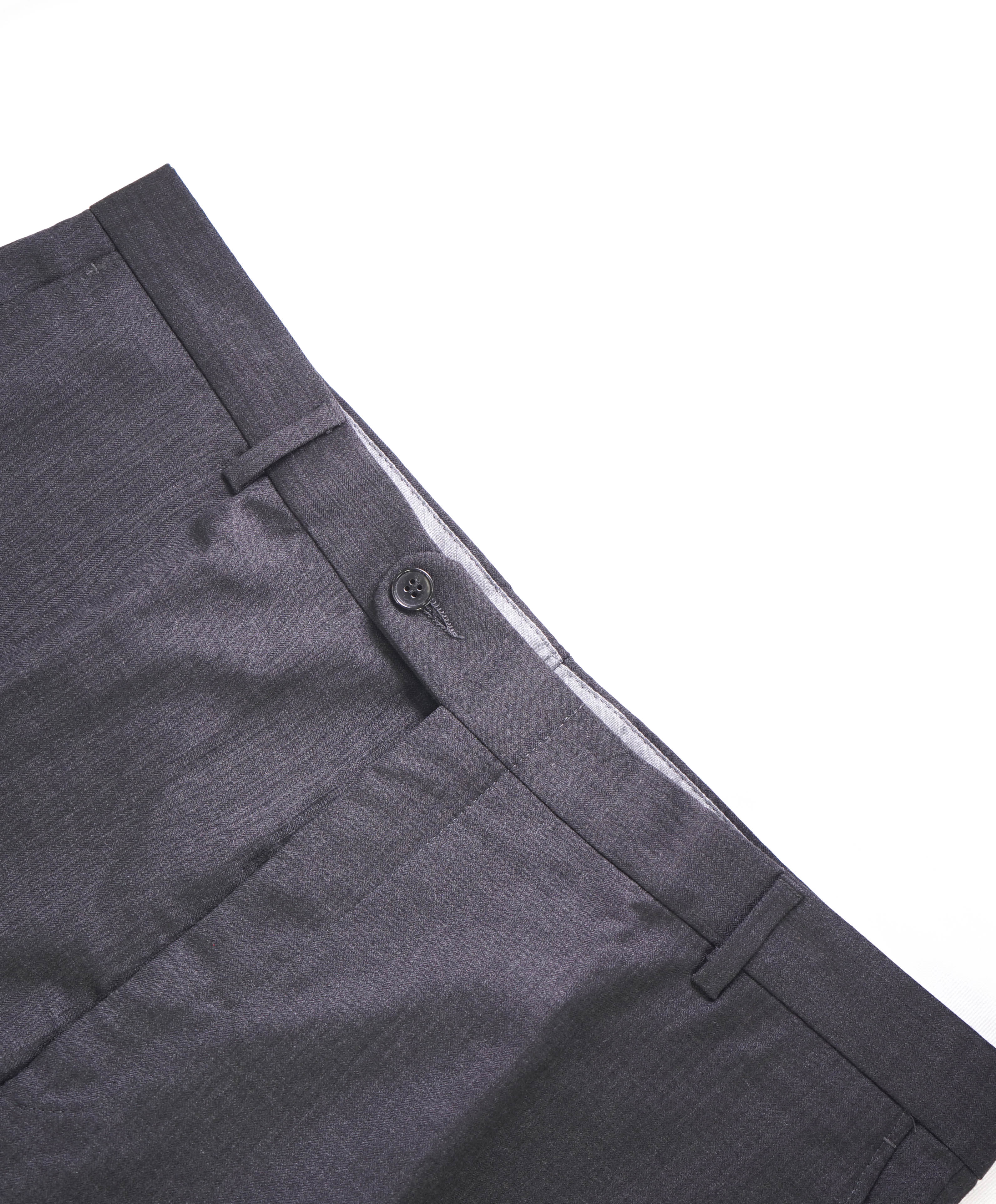 HICKEY FREEMAN -  DK Gray Micro Herringbone Wool Flat Front Dress Pants - 36W