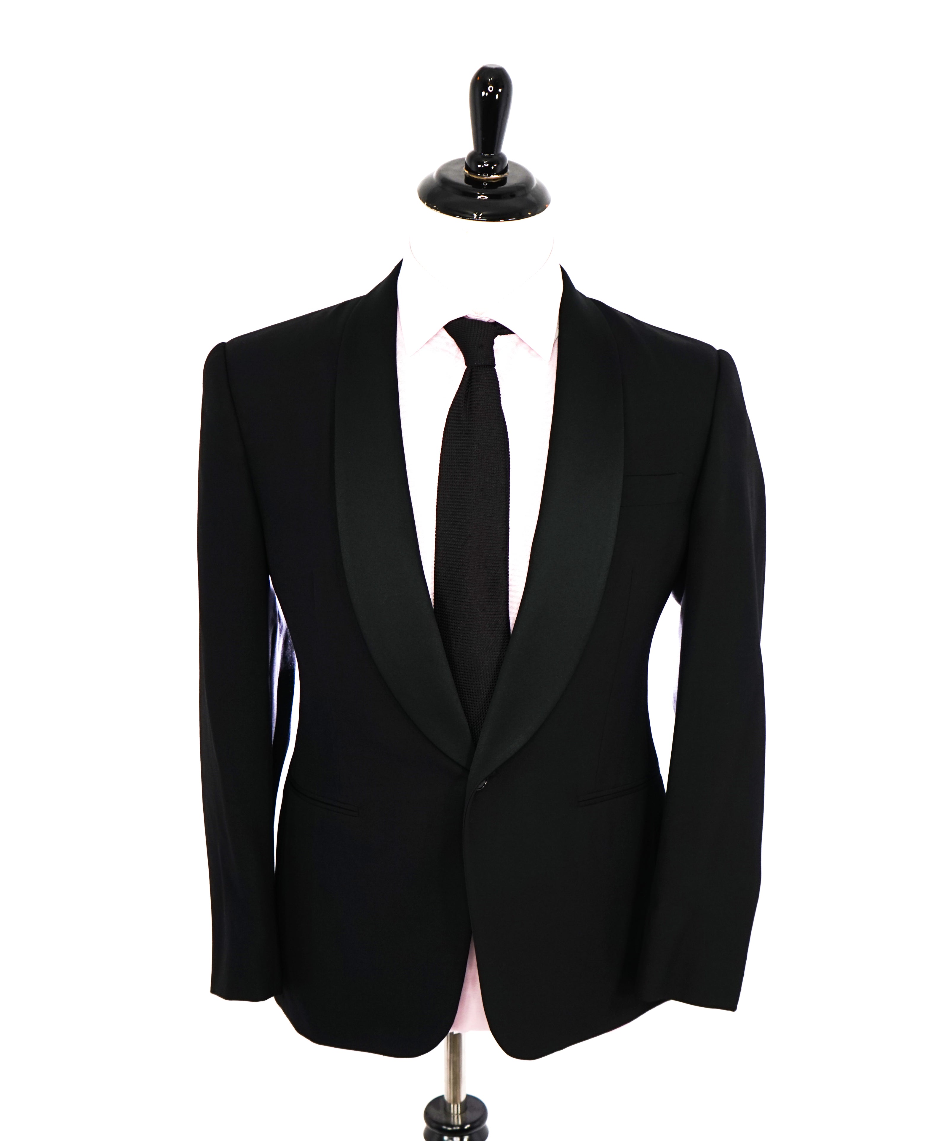 RALPH LAUREN PURPLE LABEL - *SHAWL COLLAR* Black Tuxedo Suit With Side Tabs - 40S