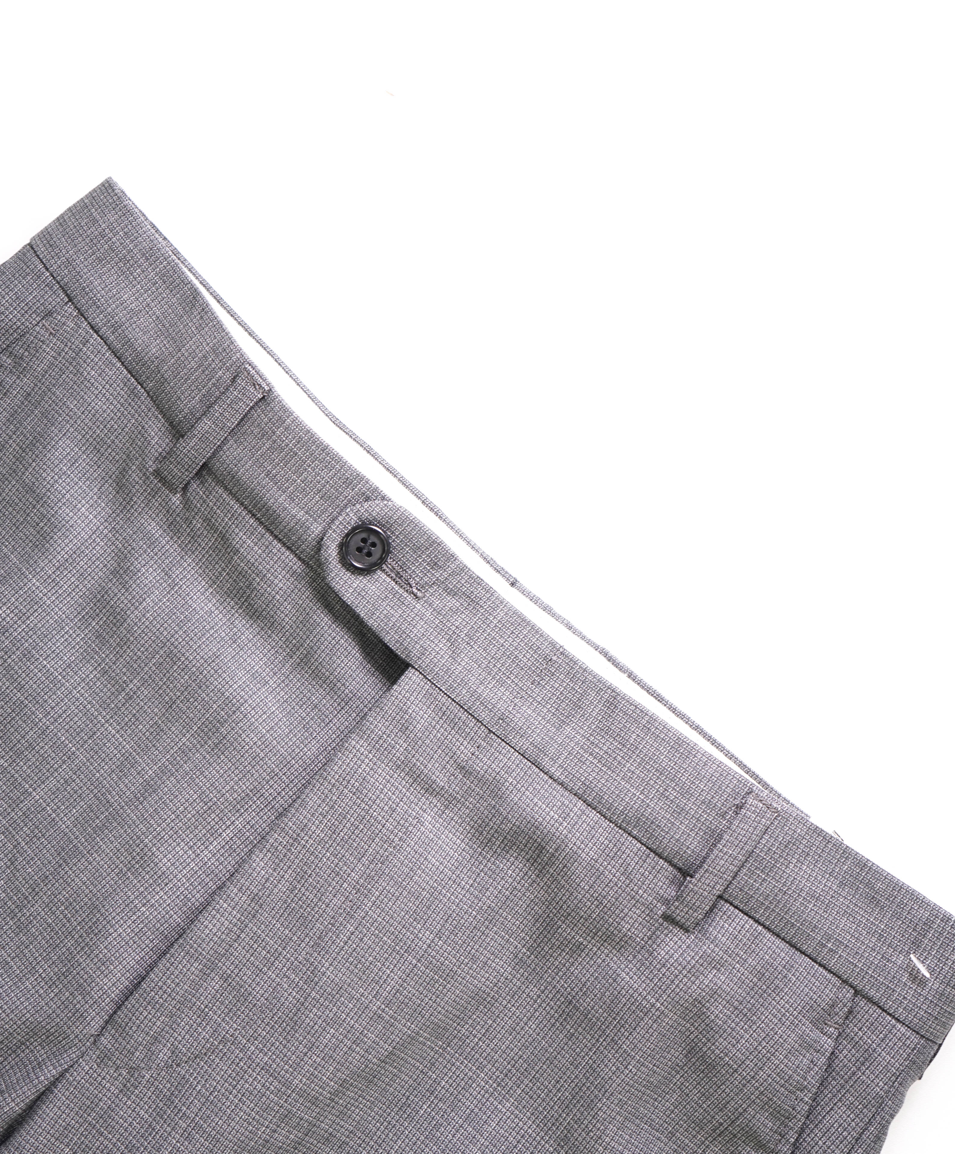 HICKEY FREEMAN - Gray Micro Check Wool Flat Front Dress Pants - 36W