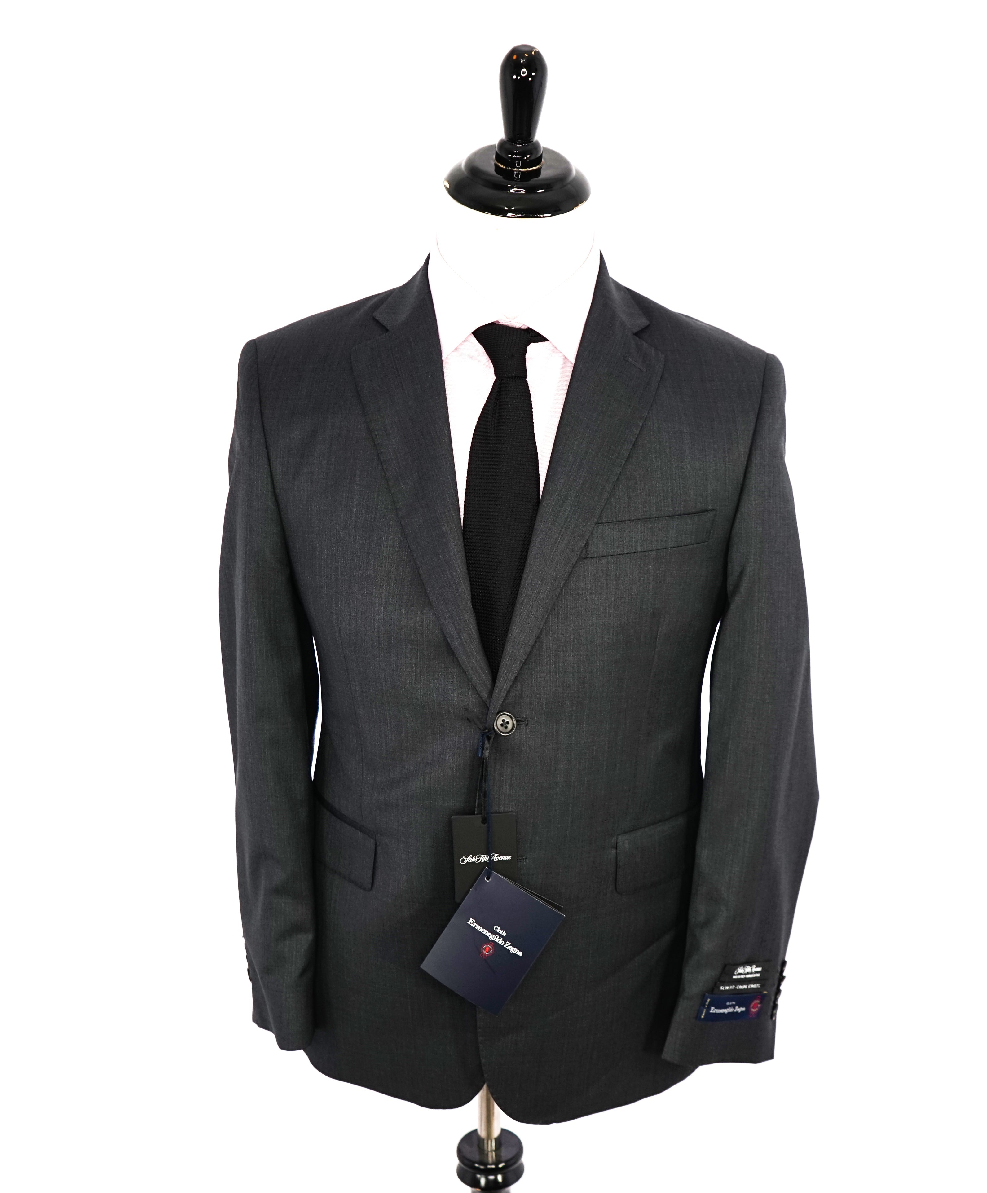 ERMENEGILDO ZEGNA - By SAKS FIFTH AVENUE "Slim" SILK BLEND Gray Suit - 42S