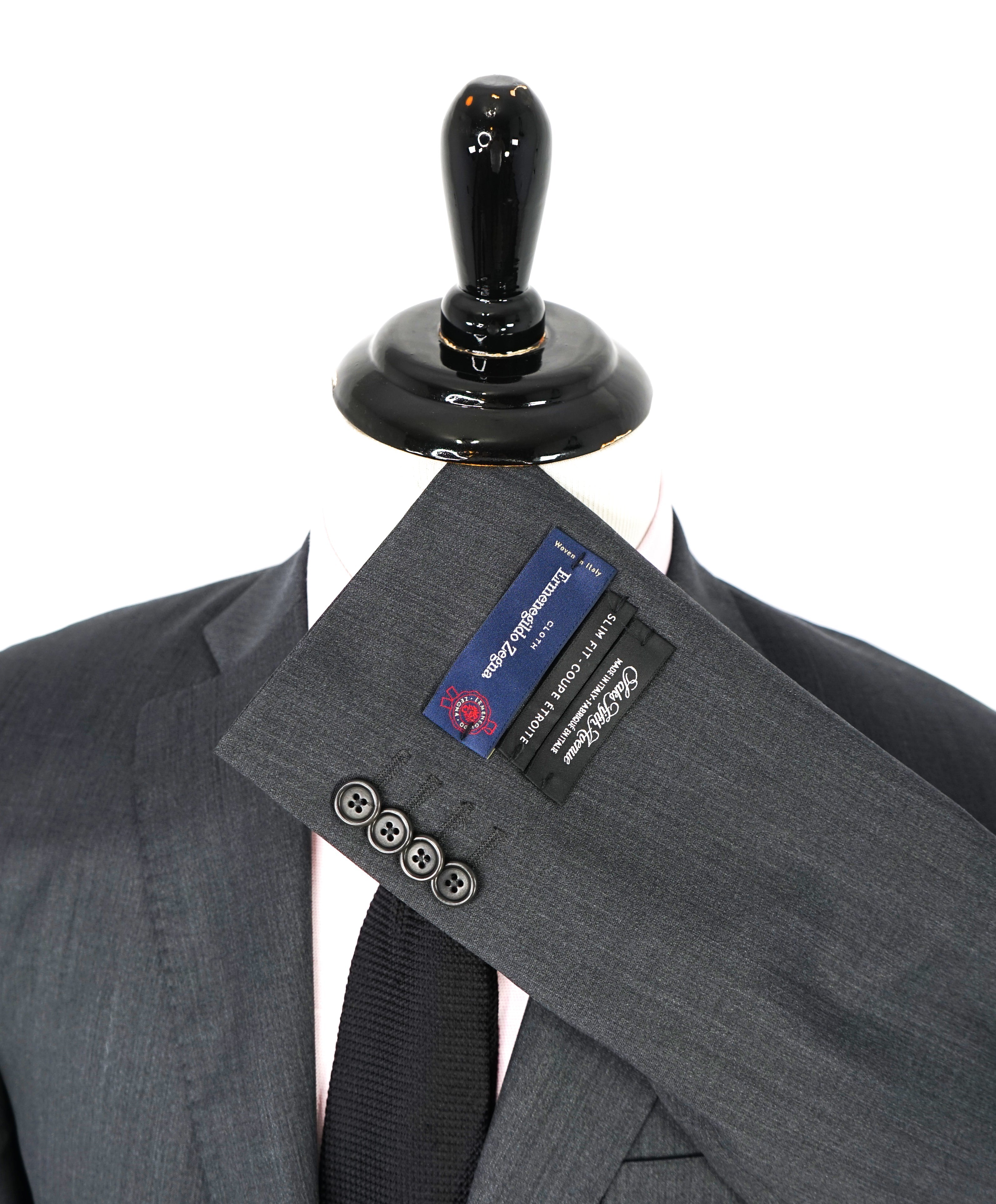 ERMENEGILDO ZEGNA - By SAKS FIFTH AVENUE "Slim" SILK BLEND Gray Suit - 44R