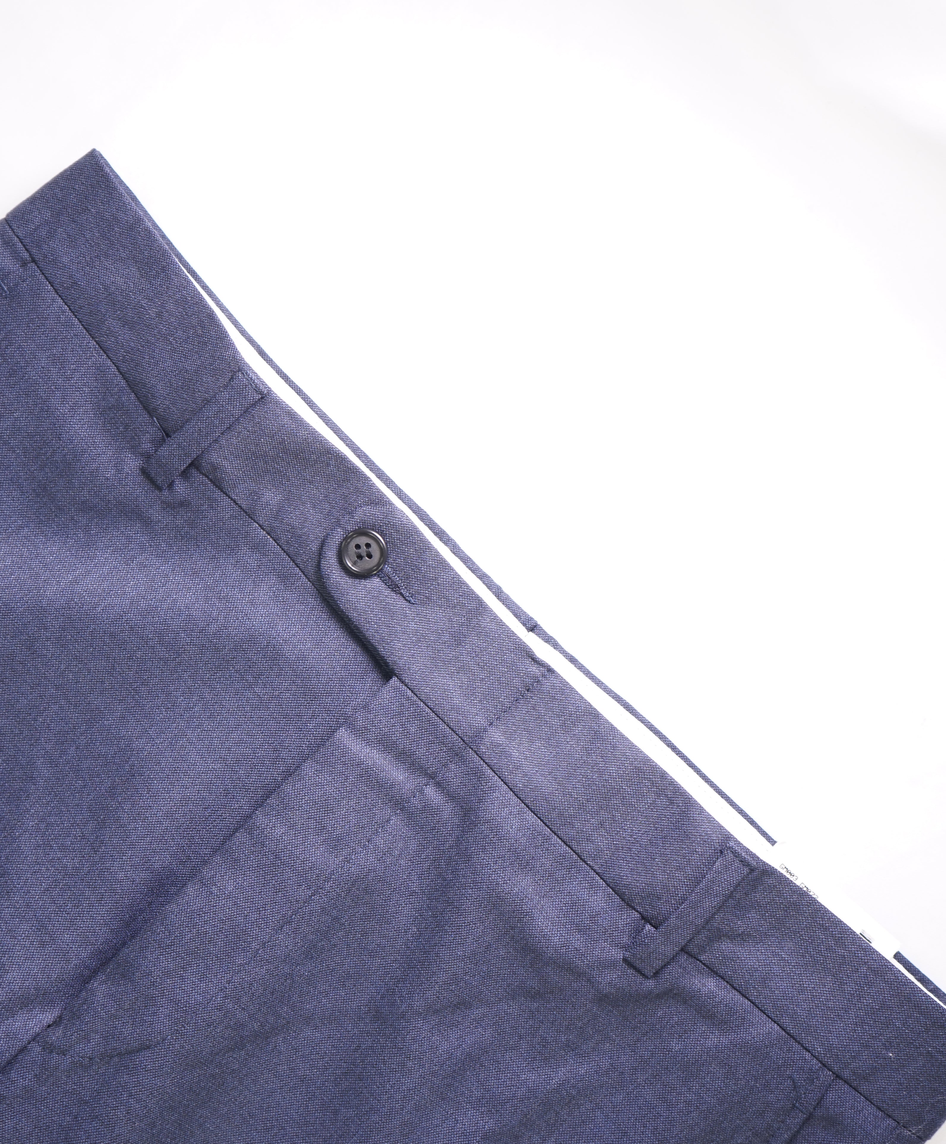 HICKEY FREEMAN - Heathered Blue Wool Flat Front Dress Pants - 32W