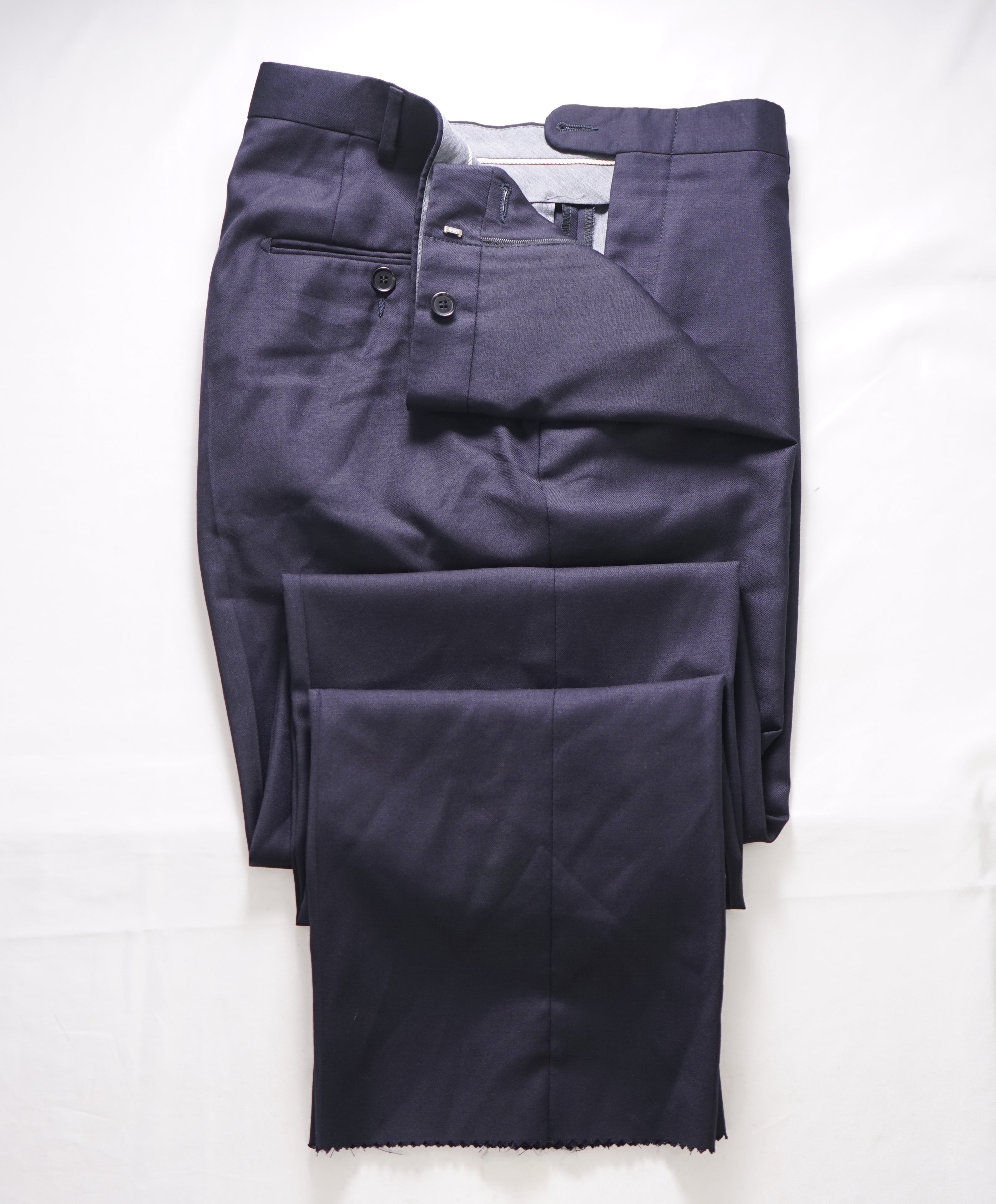 HICKEY FREEMAN - Navy *CLOSET STAPLE* Wool Flat Front Dress Pants - 36W