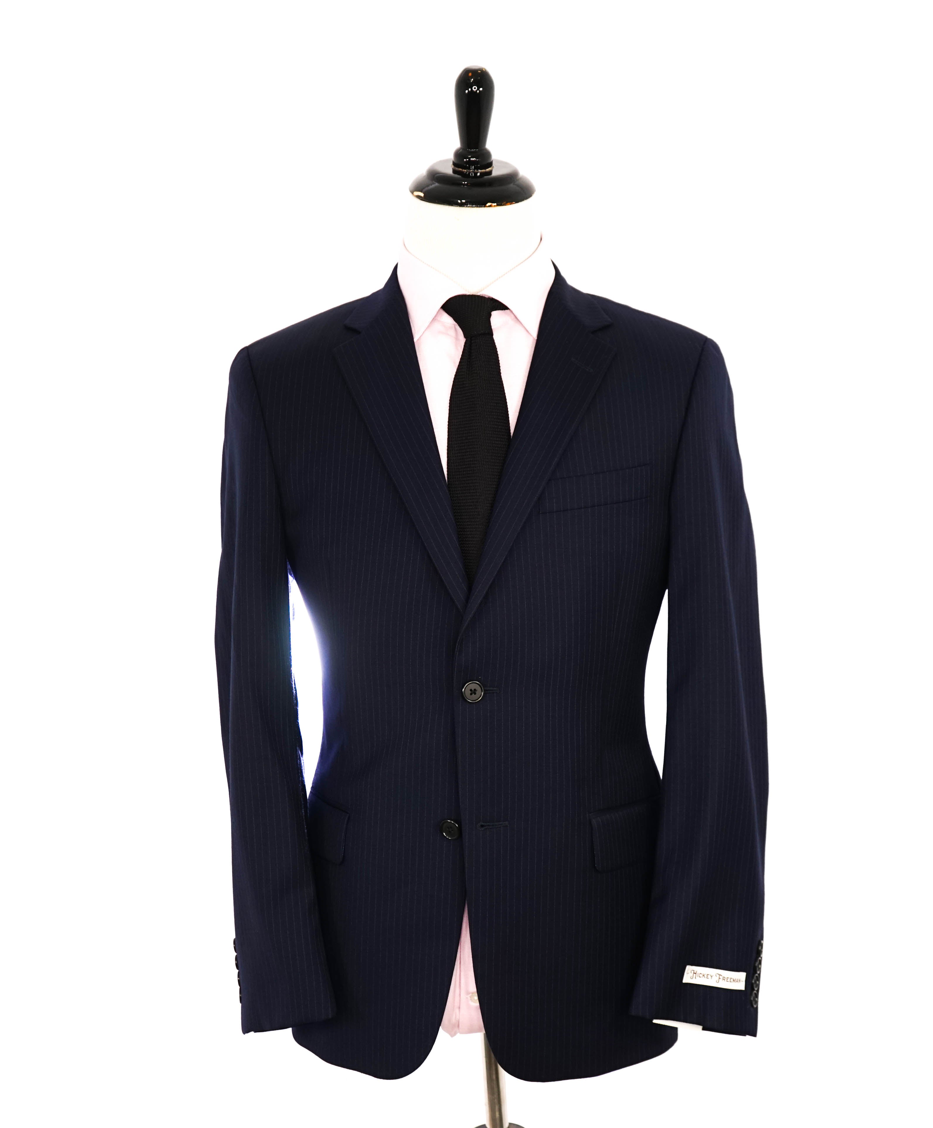 $1,695 HICKEY FREEMAN - Blue / Ivory Stripe "Milburn ii" Notch Lapel Suit - 40R