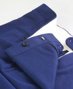 HICKEY FREEMAN -  Blue Pindot Wool Flat Front Dress Pants - 34W