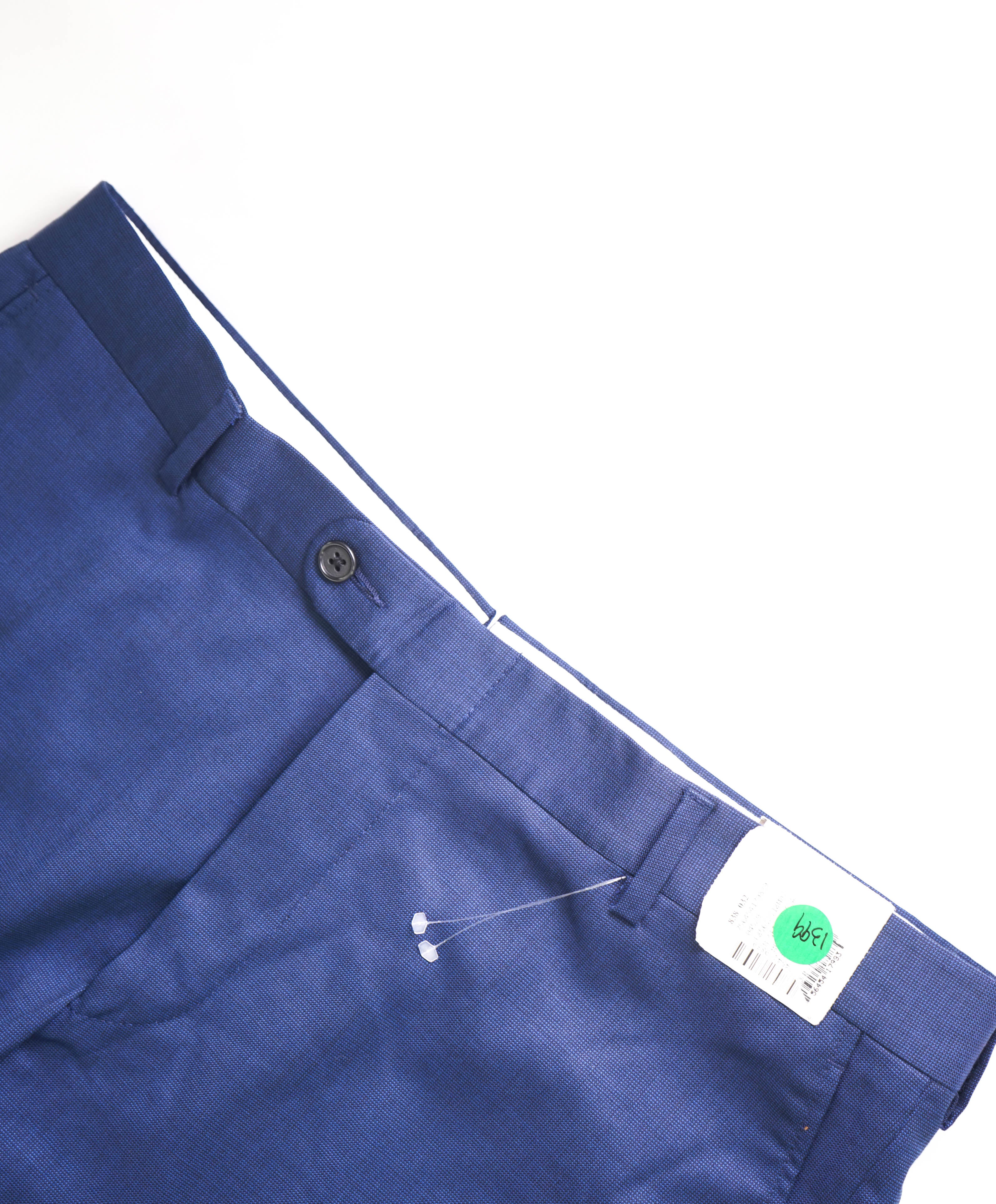 HICKEY FREEMAN -  Blue Pindot Wool Flat Front Dress Pants - 42W