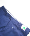 HICKEY FREEMAN -  Blue Pindot Wool Flat Front Dress Pants - 34W