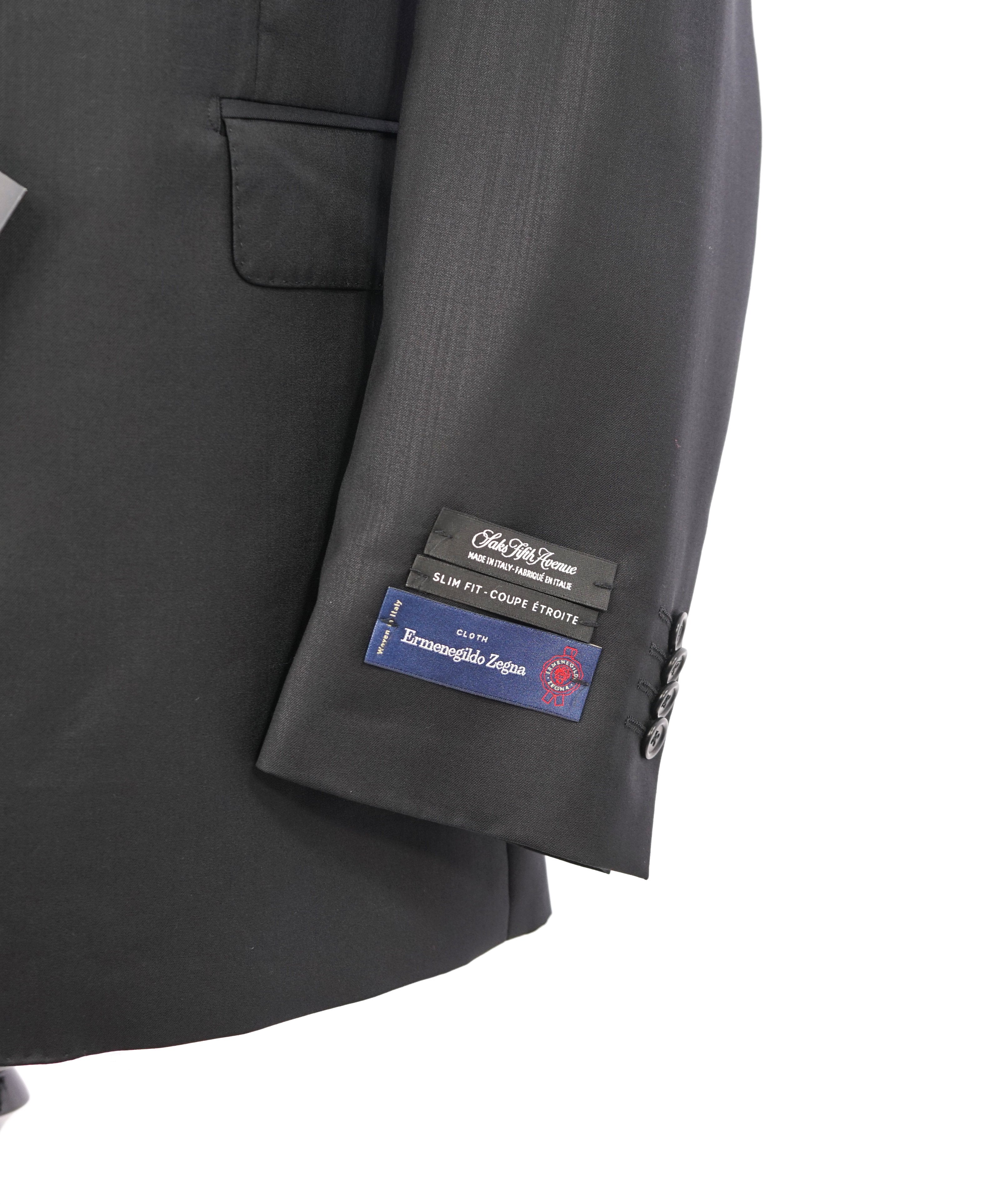 ERMENEGILDO ZEGNA - By SAKS FIFTH AVENUE SILK BLEND "SLIM" Black Suit - 36R