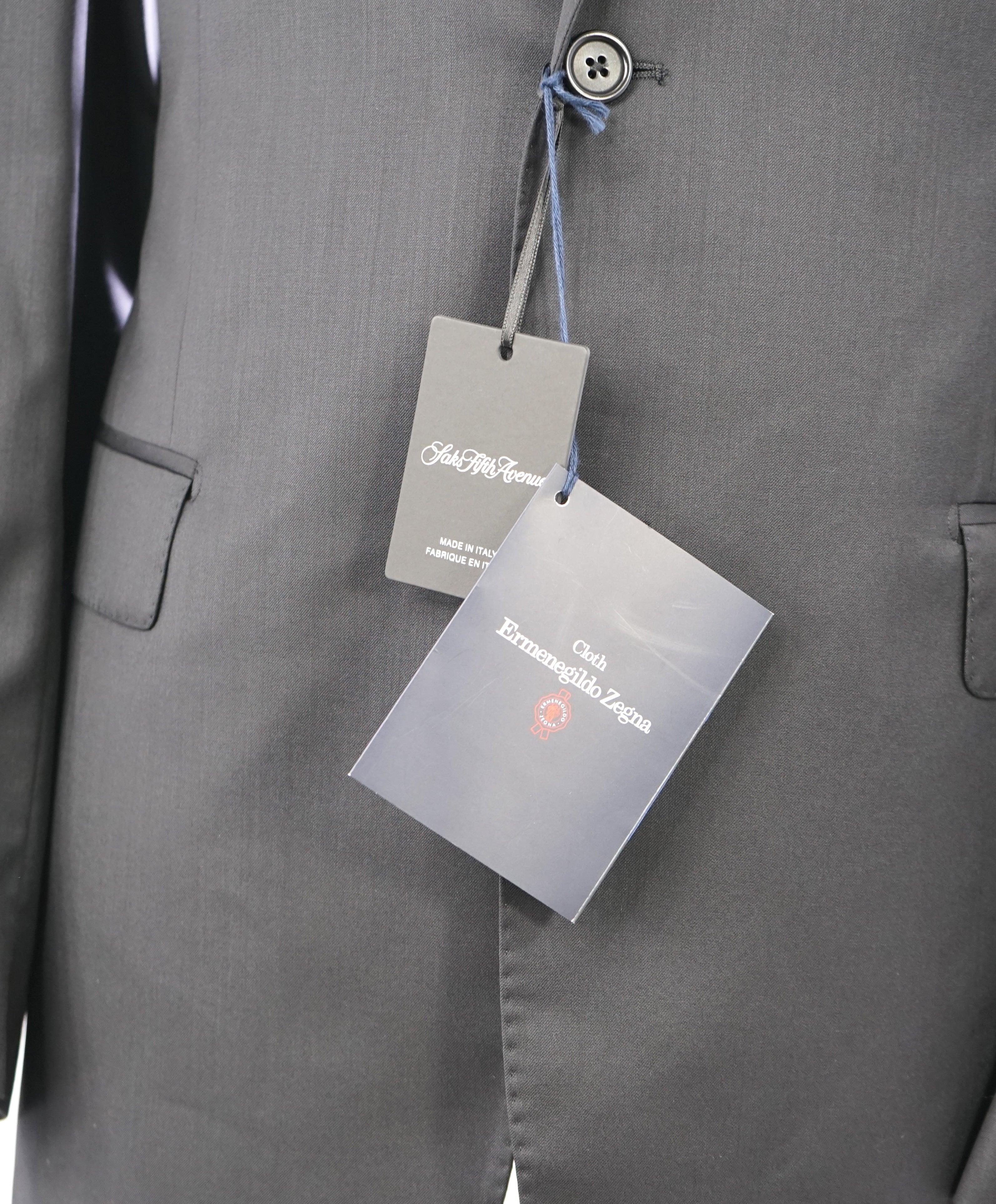 ERMENEGILDO ZEGNA - By SAKS FIFTH AVENUE SILK BLEND "SLIM" Black Suit - 42S