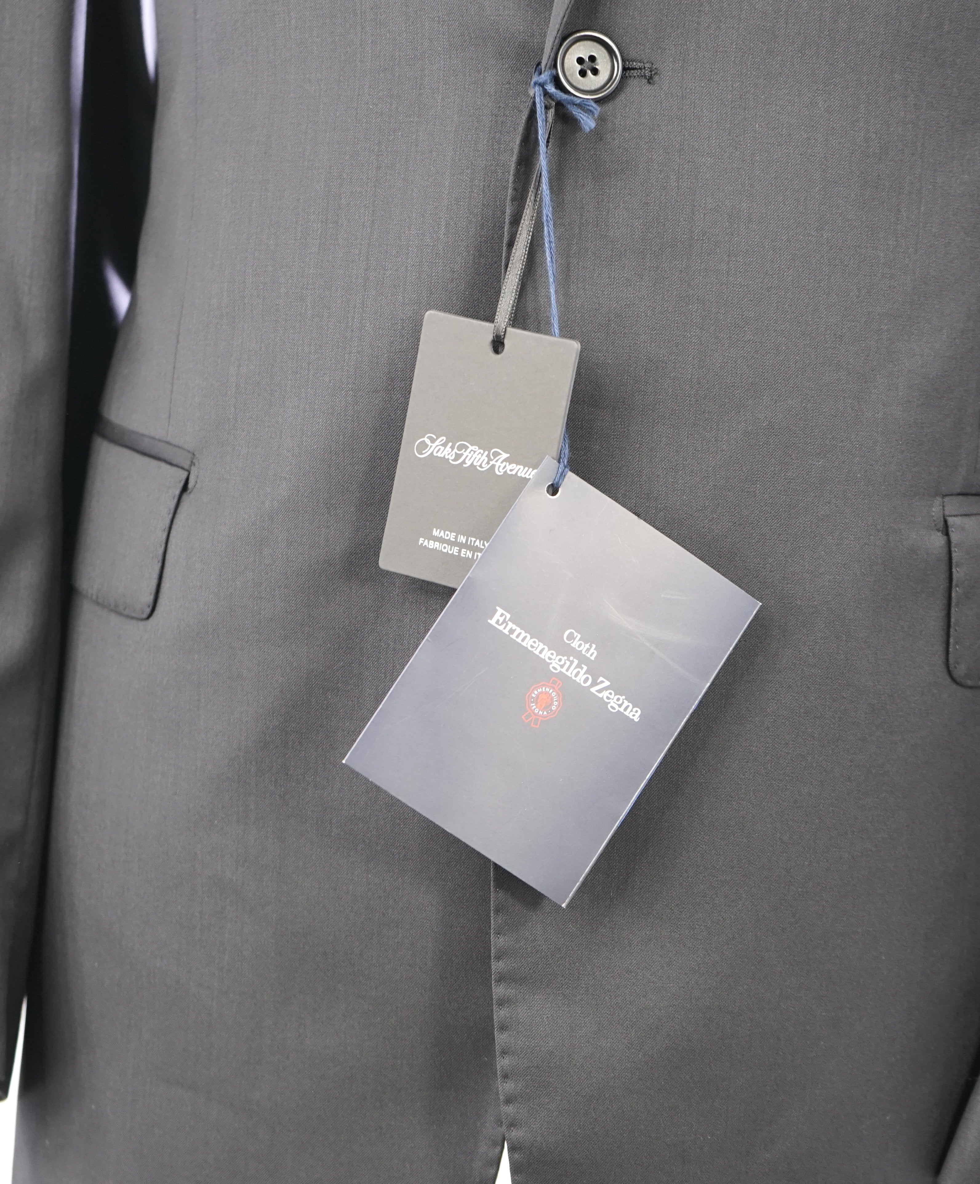 ERMENEGILDO ZEGNA - By SAKS FIFTH AVENUE SILK BLEND "SLIM" Black Suit - 36S