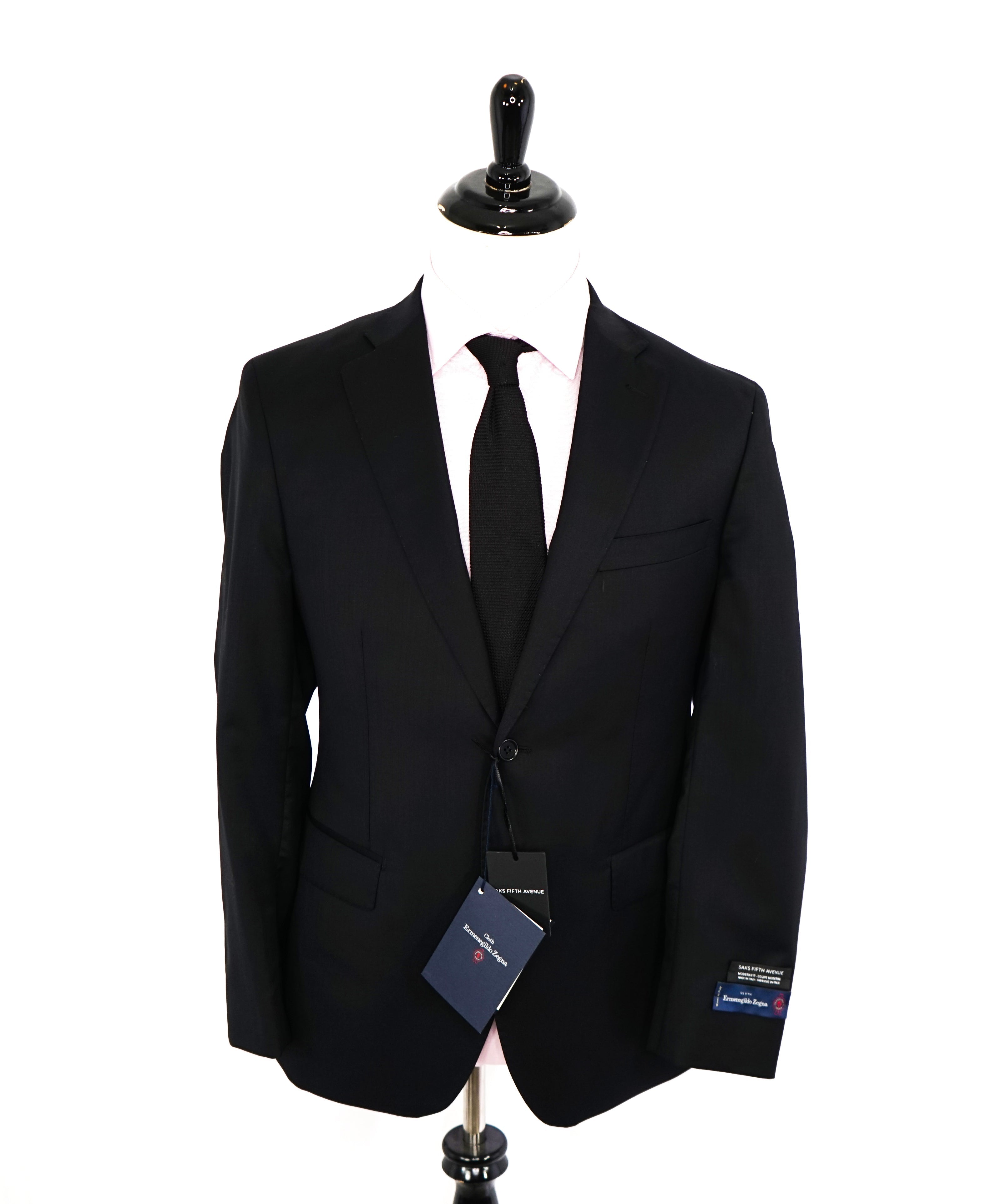 ERMENEGILDO ZEGNA - By SAKS FIFTH AVENUE "Tailored" Black Suit - 48R