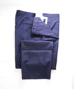 HICKEY FREEMAN -  Blue & Cobalt Check Wool Flat Front Dress Pants - 36W