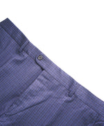 HICKEY FREEMAN -  Blue & Cobalt Check Wool Flat Front Dress Pants - 36W