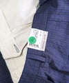 HICKEY FREEMAN -  Blue & Cobalt Check Wool Flat Front Dress Pants - 36W