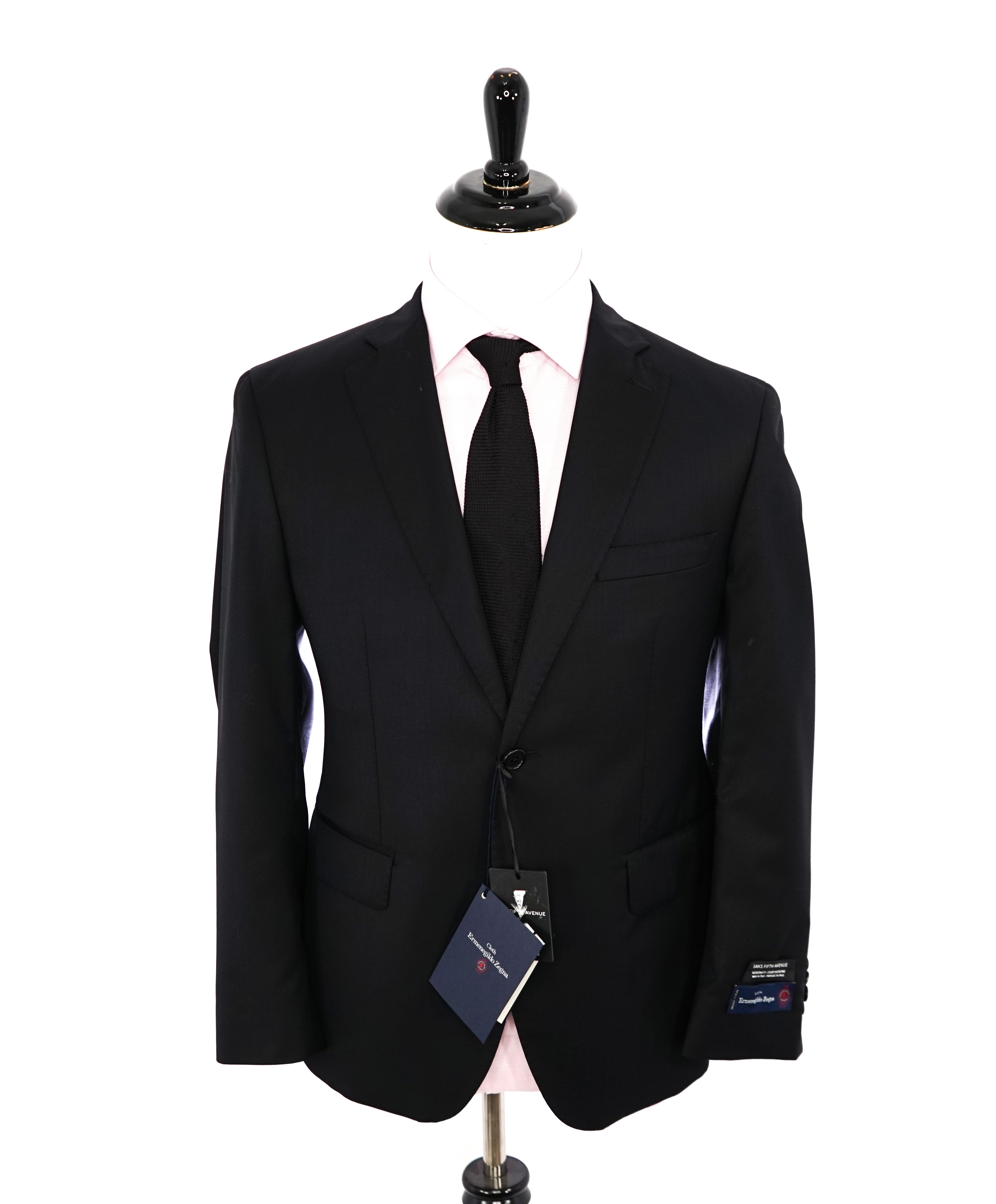 ERMENEGILDO ZEGNA - By SAKS FIFTH AVENUE SILK BLEND "MODERN" Black Suit - 40S