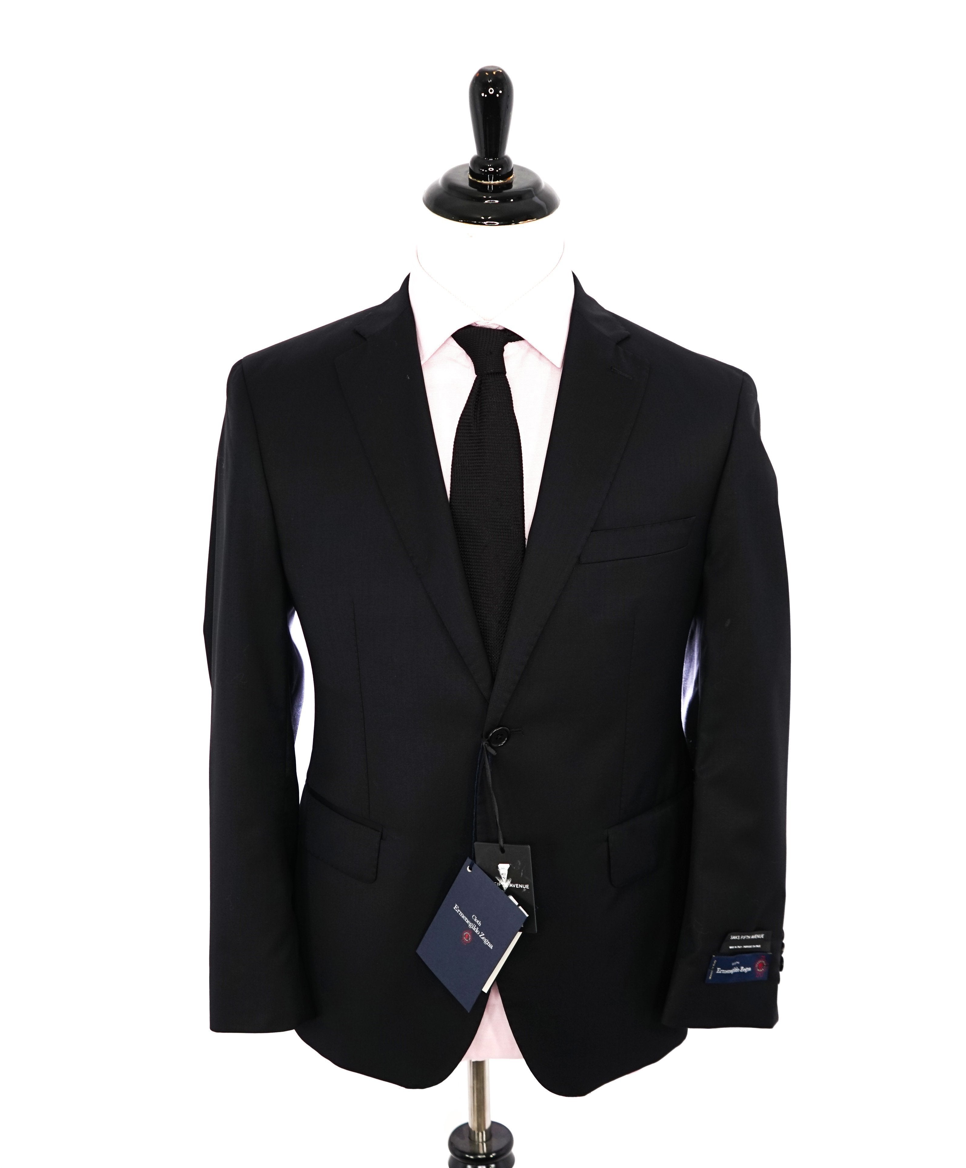 ERMENEGILDO ZEGNA - By SAKS FIFTH AVENUE SILK BLEND "Classic" Black Suit - 38R