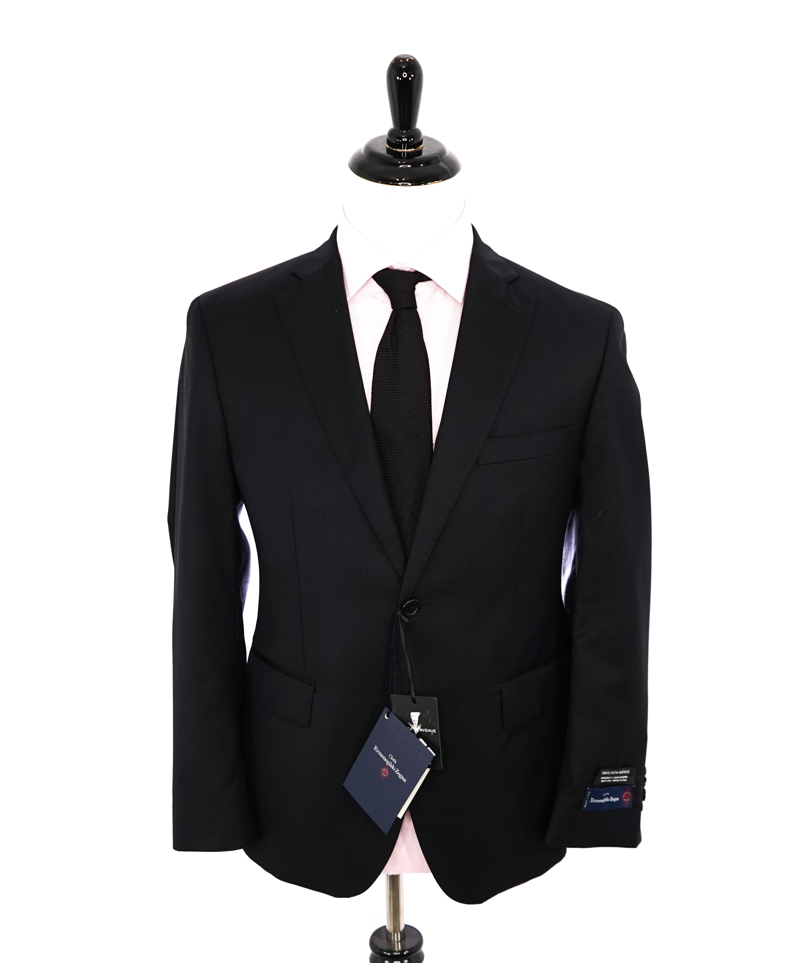 ERMENEGILDO ZEGNA - By SAKS FIFTH AVENUE SILK BLEND "SLIM" Black Suit - 44R