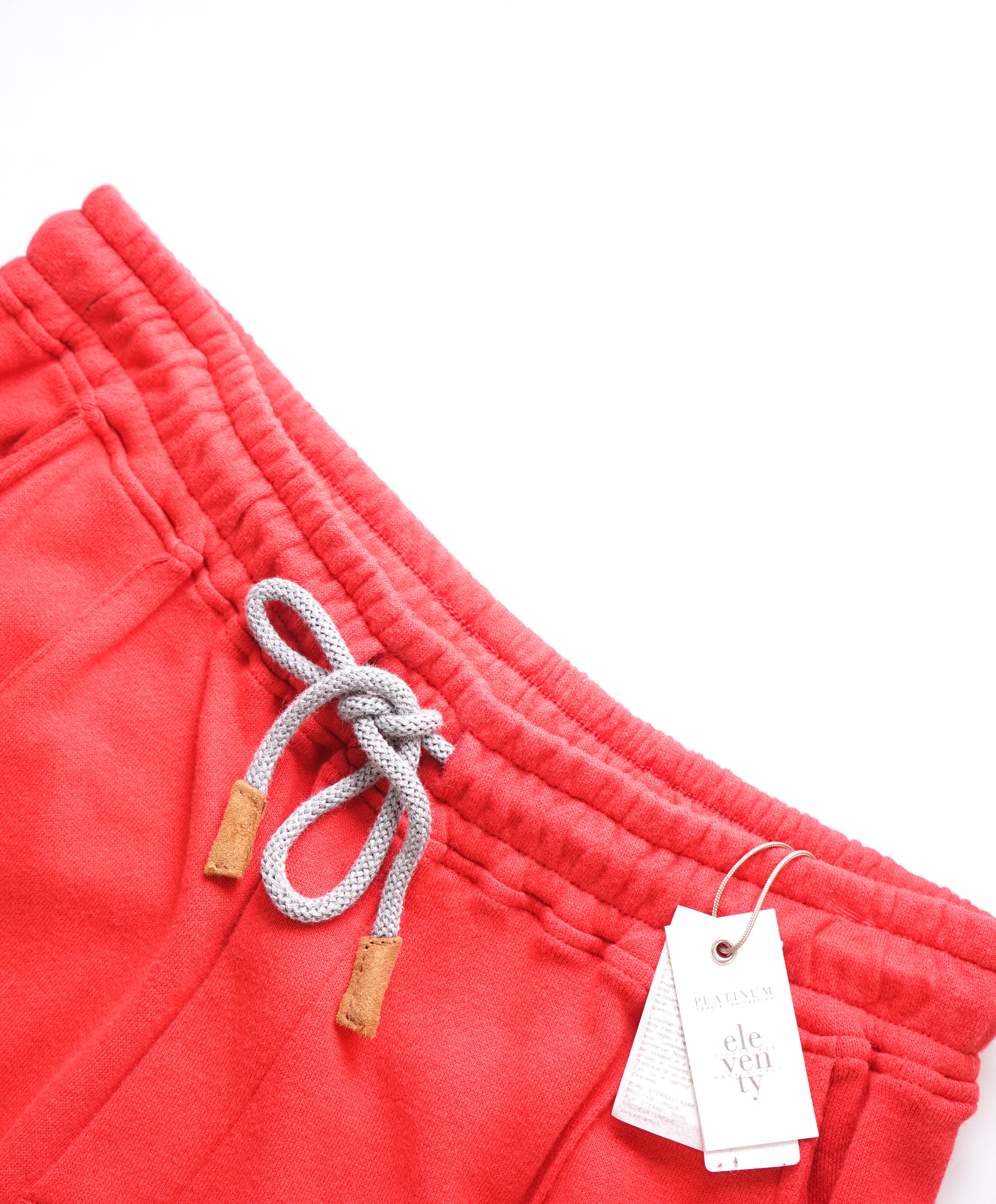 ELEVENTY - Red Cotton Suede Draw String Sweat Pants Jogger - M