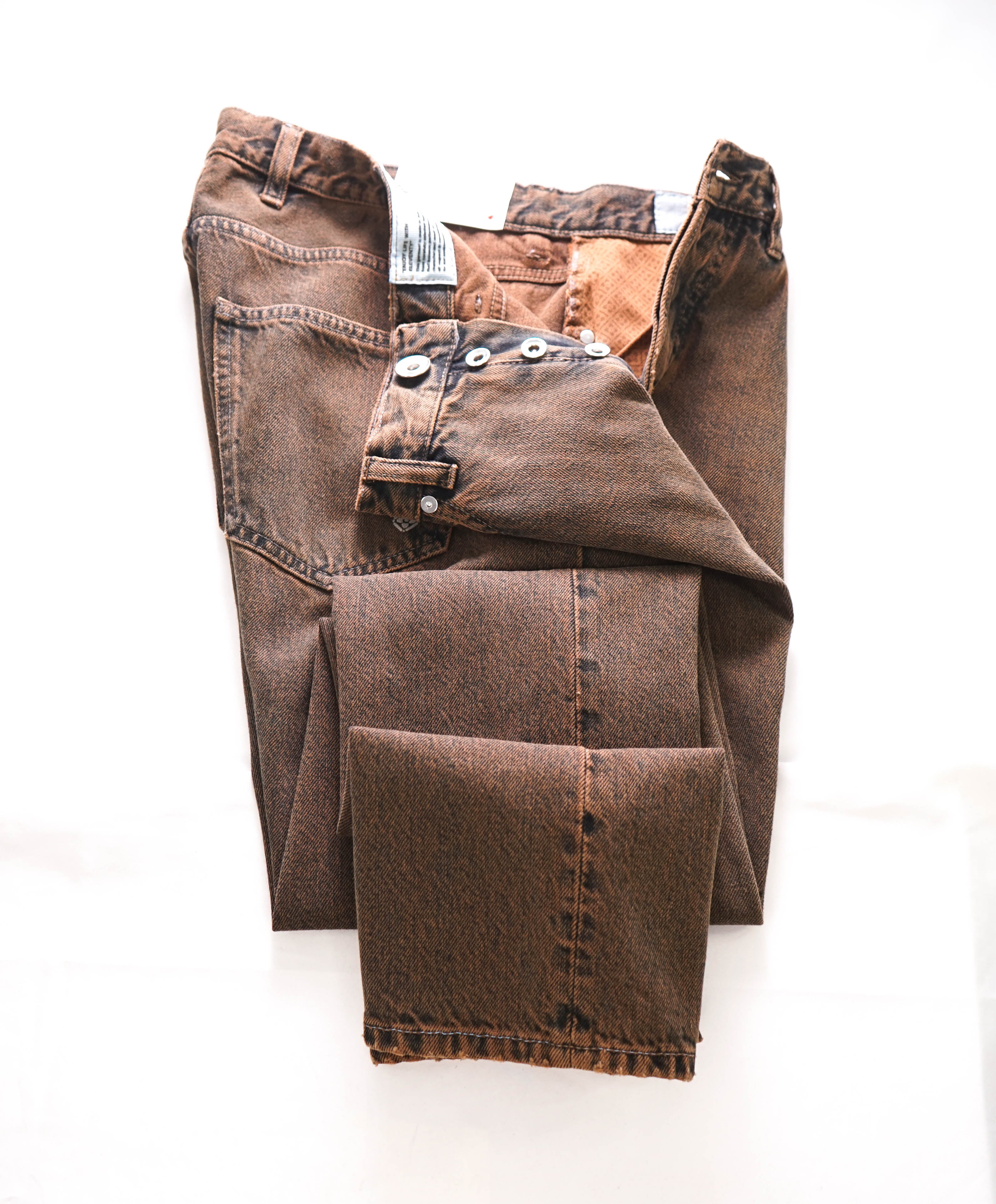 ELEVENTY - Mid-rise Cropped Jeans In Brown Weathered Details - 33W