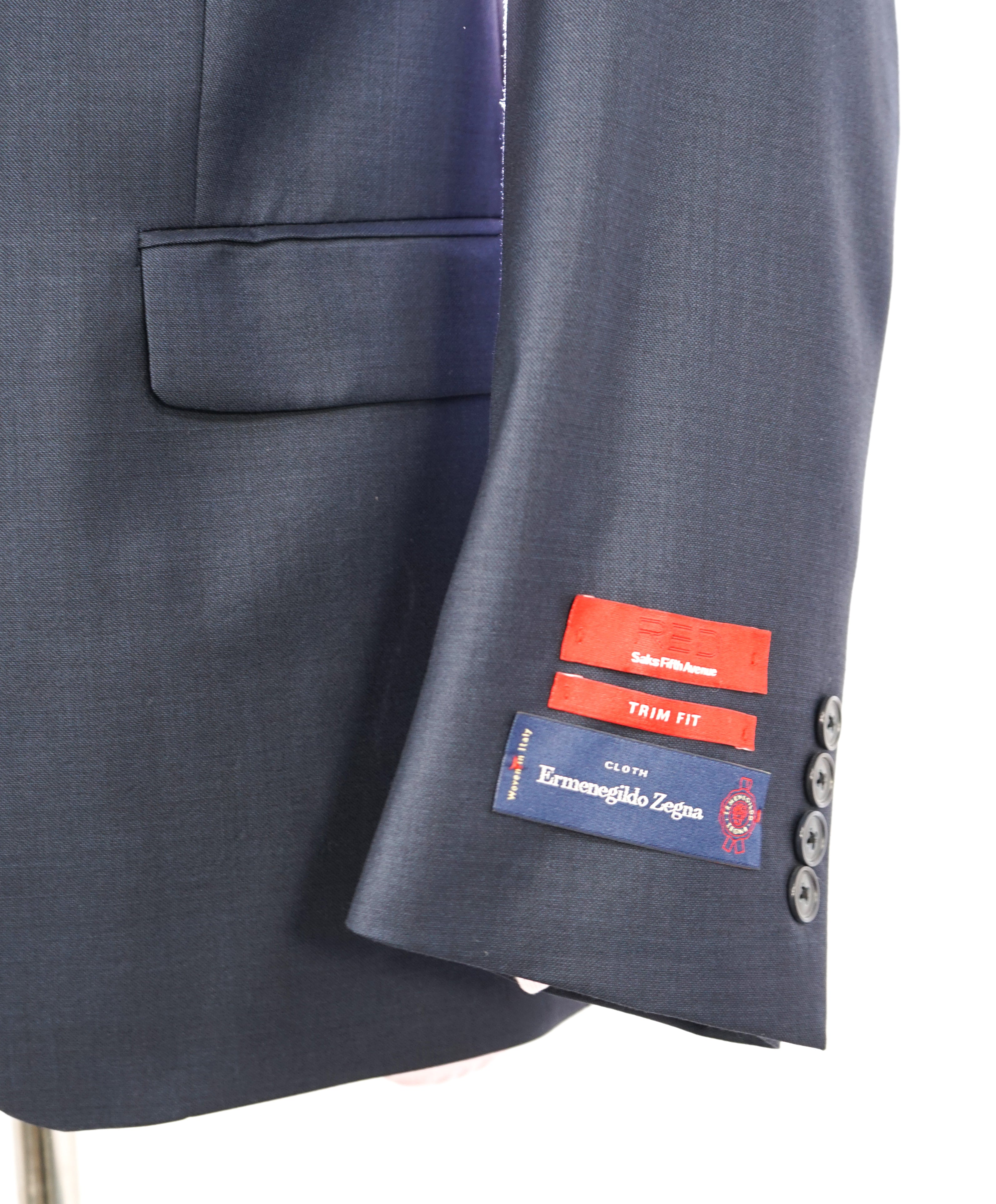 ERMENEGILDO ZEGNA - By SAKS FIFTH AVENUE "Trim Fit" Steel Blue Suit - 40S