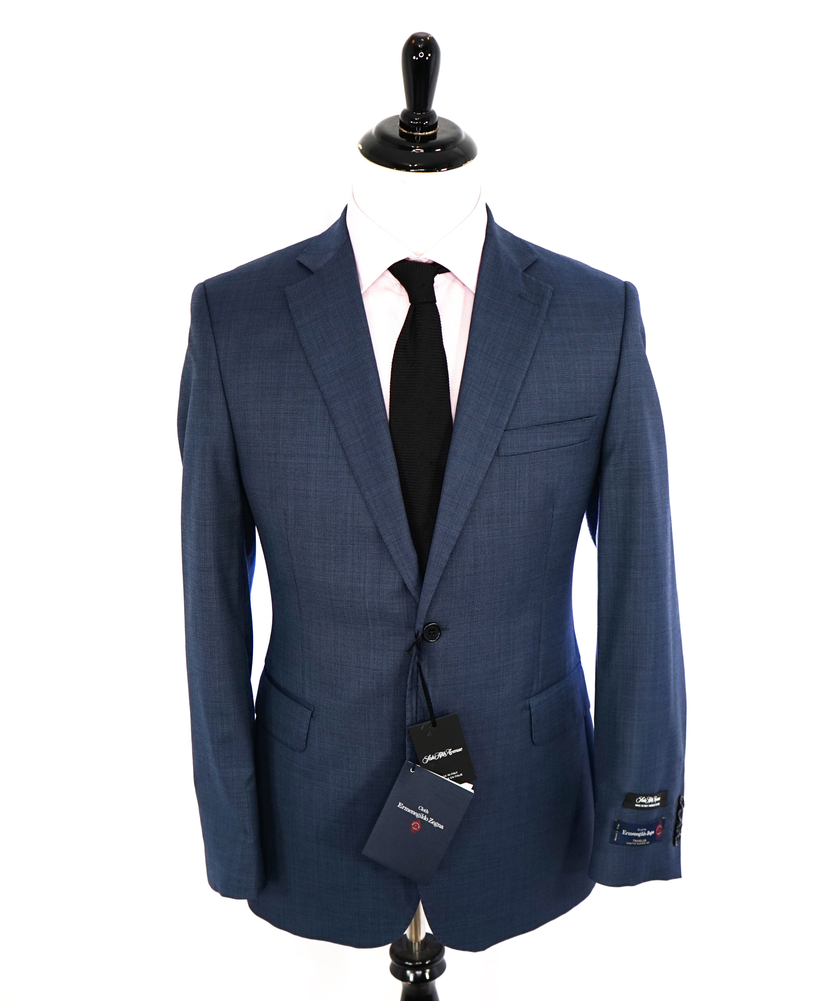 ERMENEGILDO ZEGNA - By SAKS FIFTH AVENUE Medium Blue Check Suit - 40R