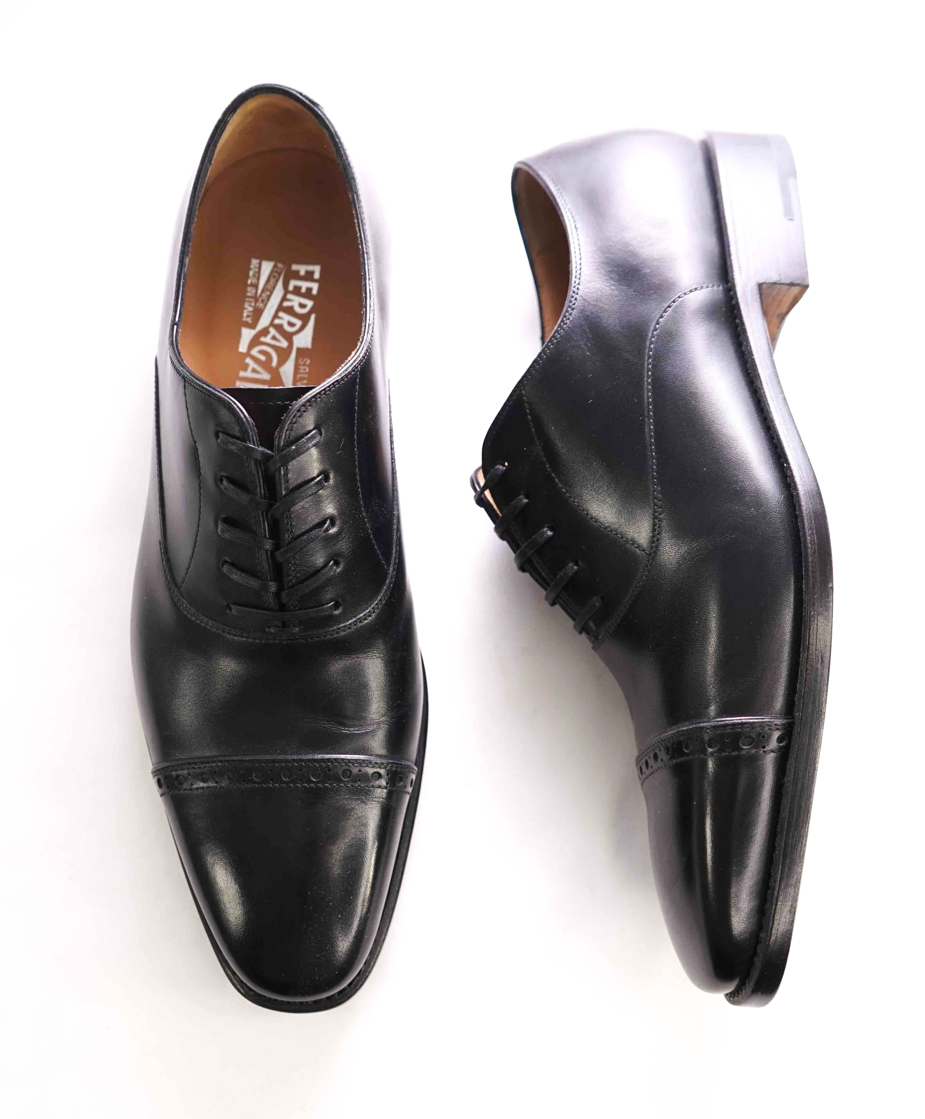 SALVATORE FERRAGAMO - "TRAMEZZA" Black Cap-Toe PREMIUM Oxford - 7 EE