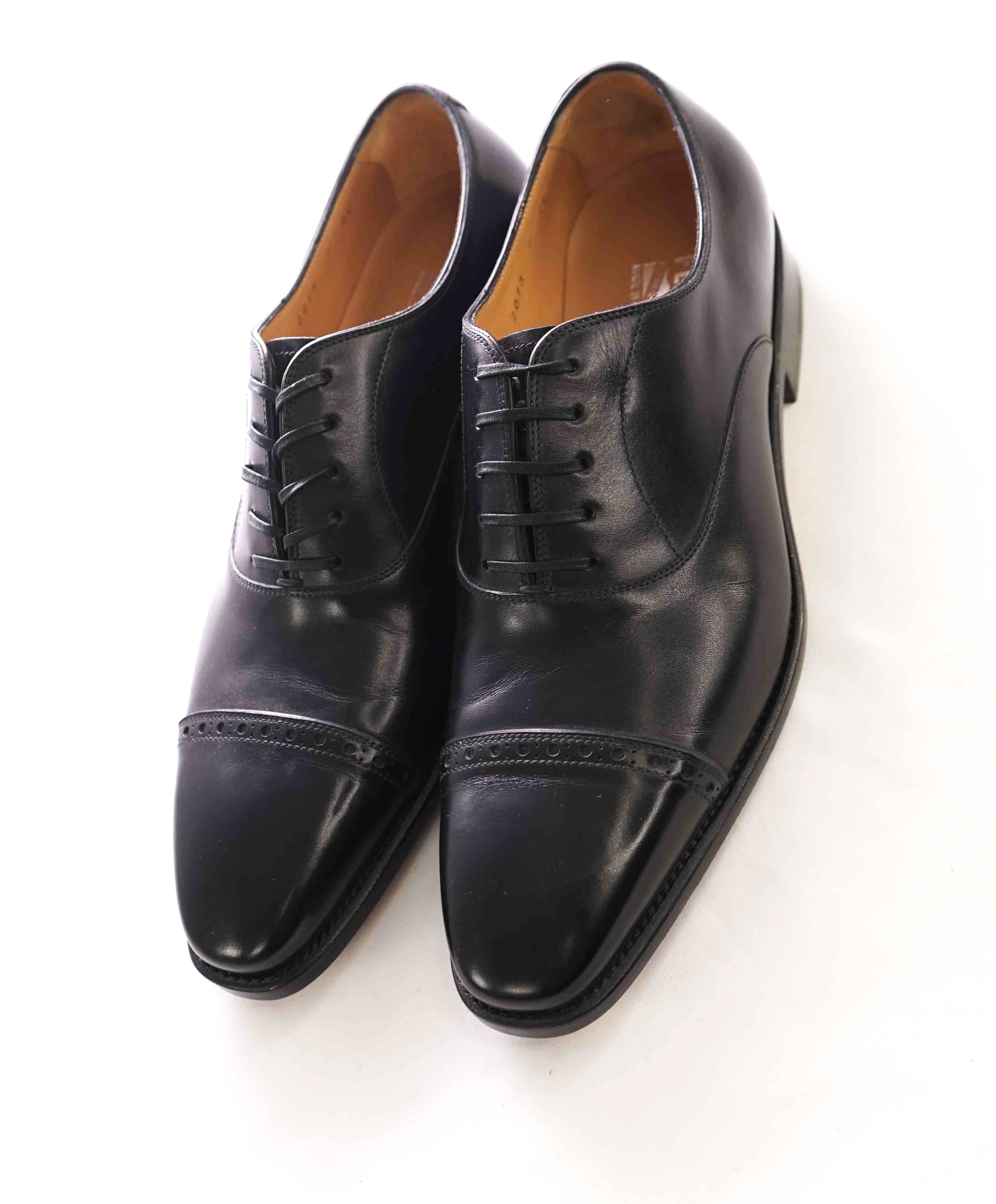 SALVATORE FERRAGAMO - "TRAMEZZA" Black Cap-Toe PREMIUM Oxford - 7 EE