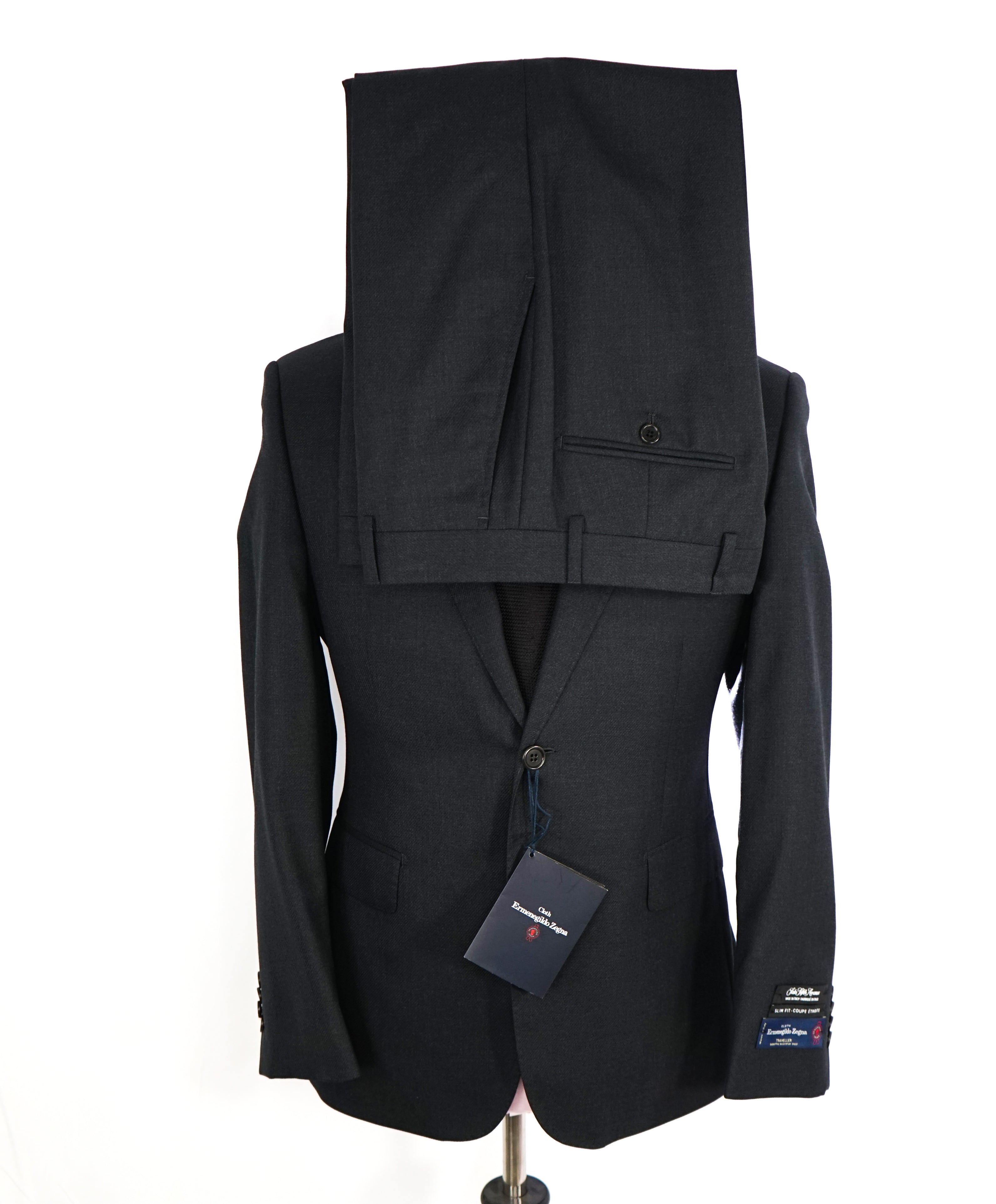 ERMENEGILDO ZEGNA - By SAKS FIFTH AVENUE Textured Weave Black Suit - 38S