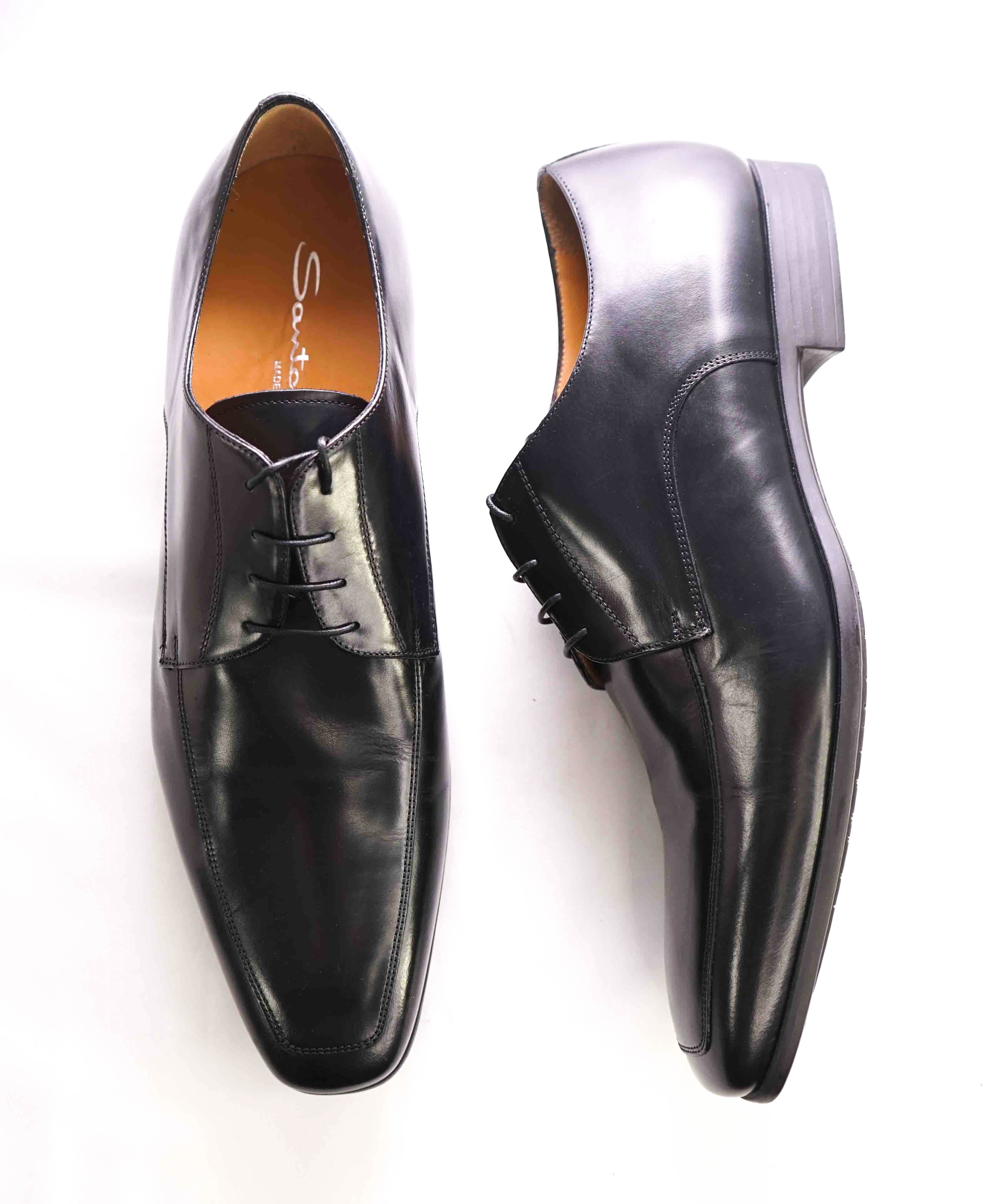 SANTONI - "PRICHARD" Black Rubber Sole Classic Oxford - 11.5