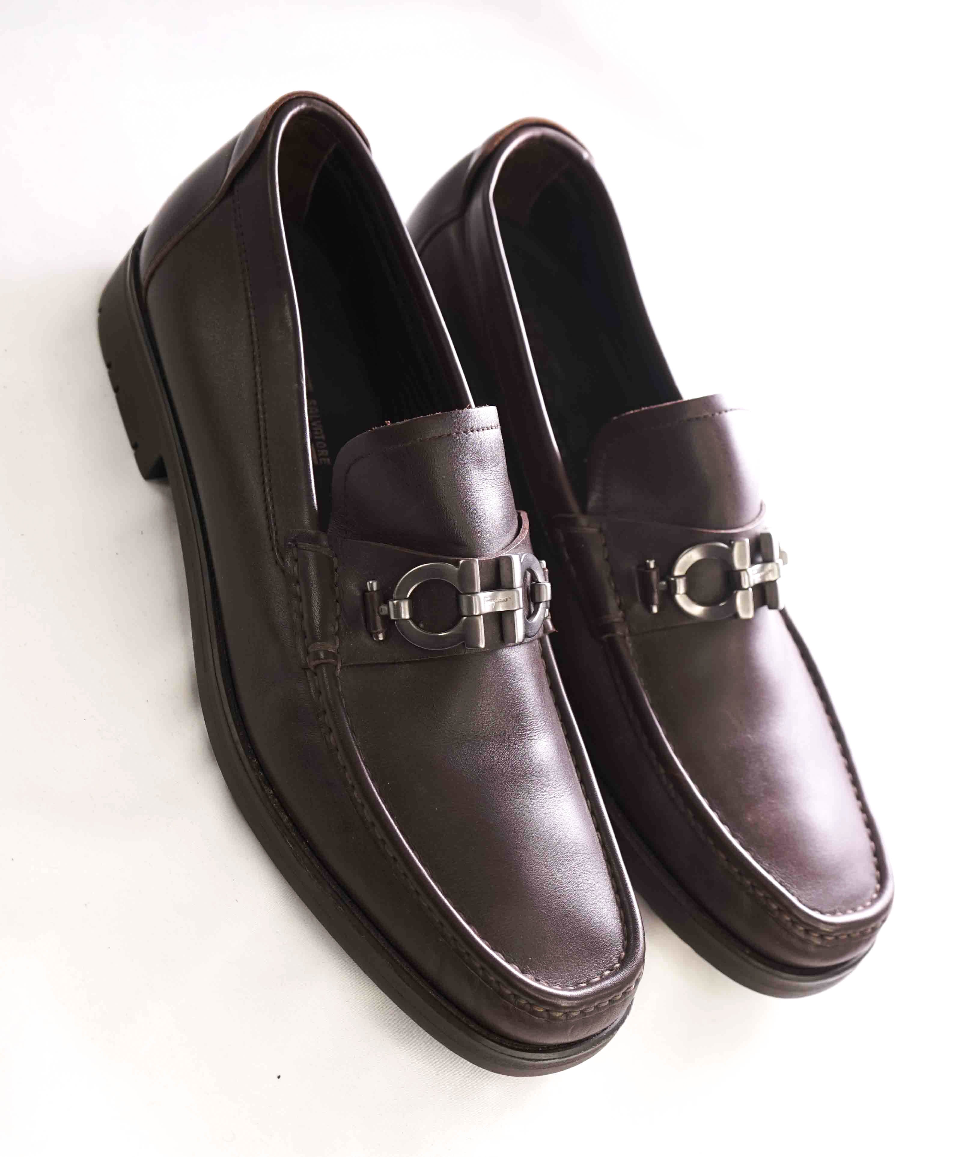 SALVATORE FERRAGAMO - "MASTER" Brown Lug Sole Gancini Loafer - 10 EE