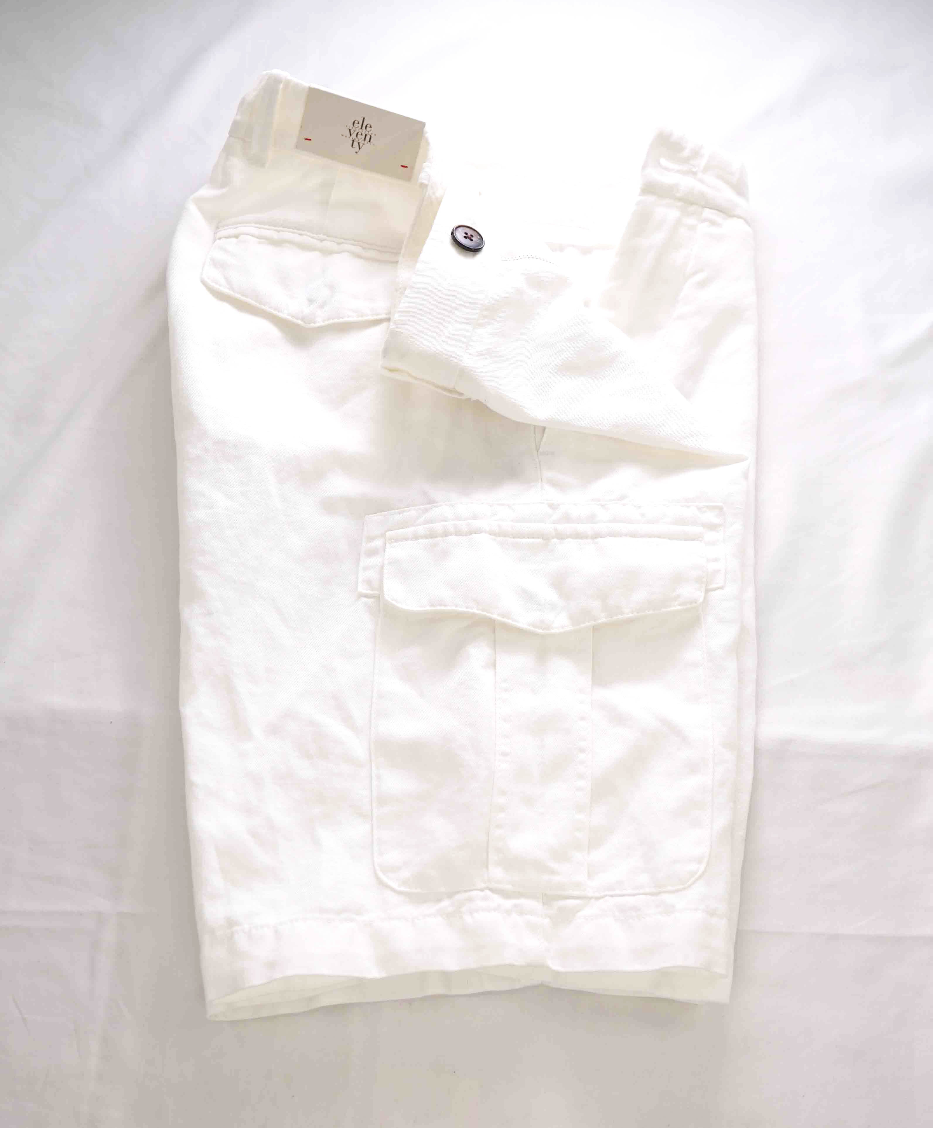 $245 ELEVENTY - LINEN Blend BERMUDA Cargo Chino Shorts Pants  - 33W