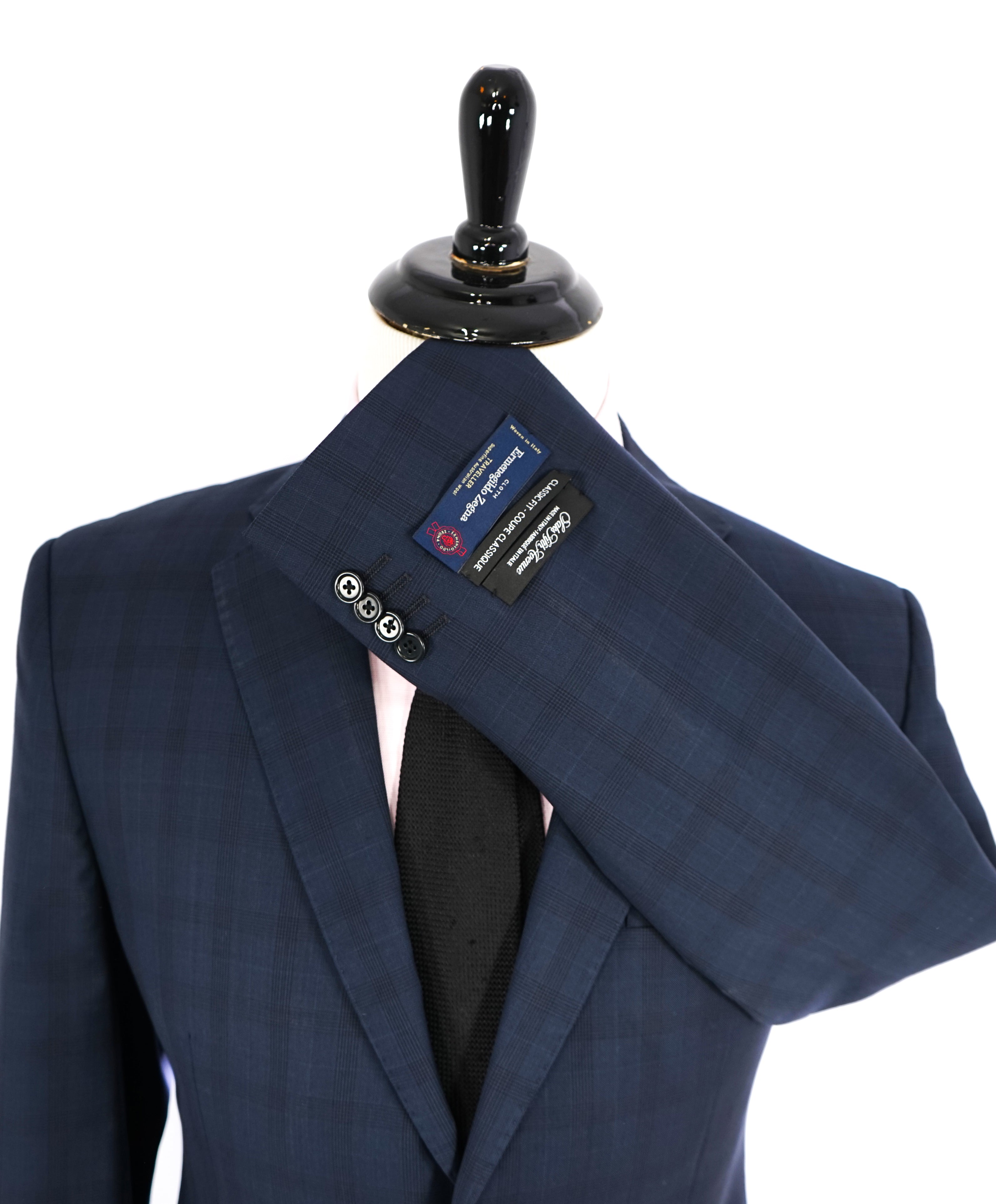 ERMENEGILDO ZEGNA - By SAKS FIFTH AVENUE "Classic" Blue Plaid Check Suit - 42R