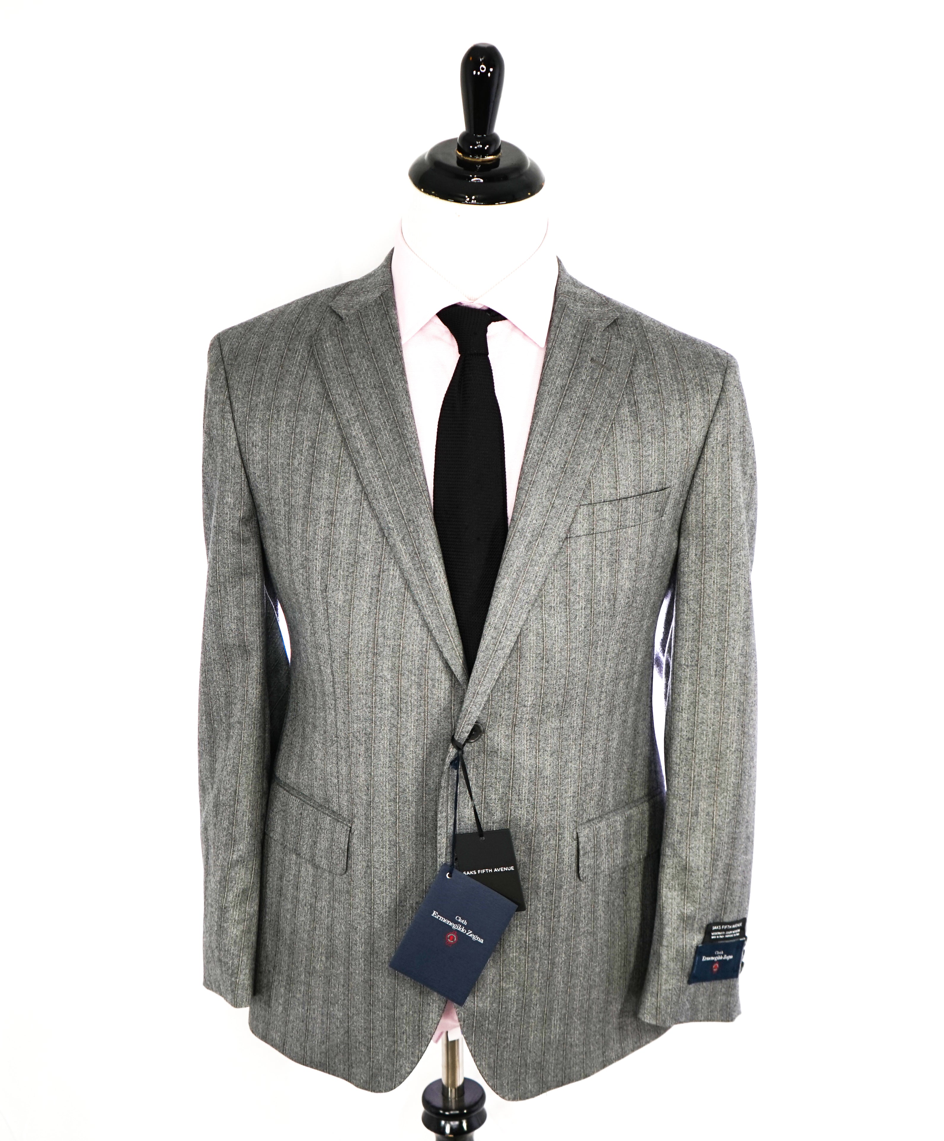 ERMENEGILDO ZEGNA - By SAKS FIFTH AVENUE Gray/Camel Flannel Herringbone Suit - 42R