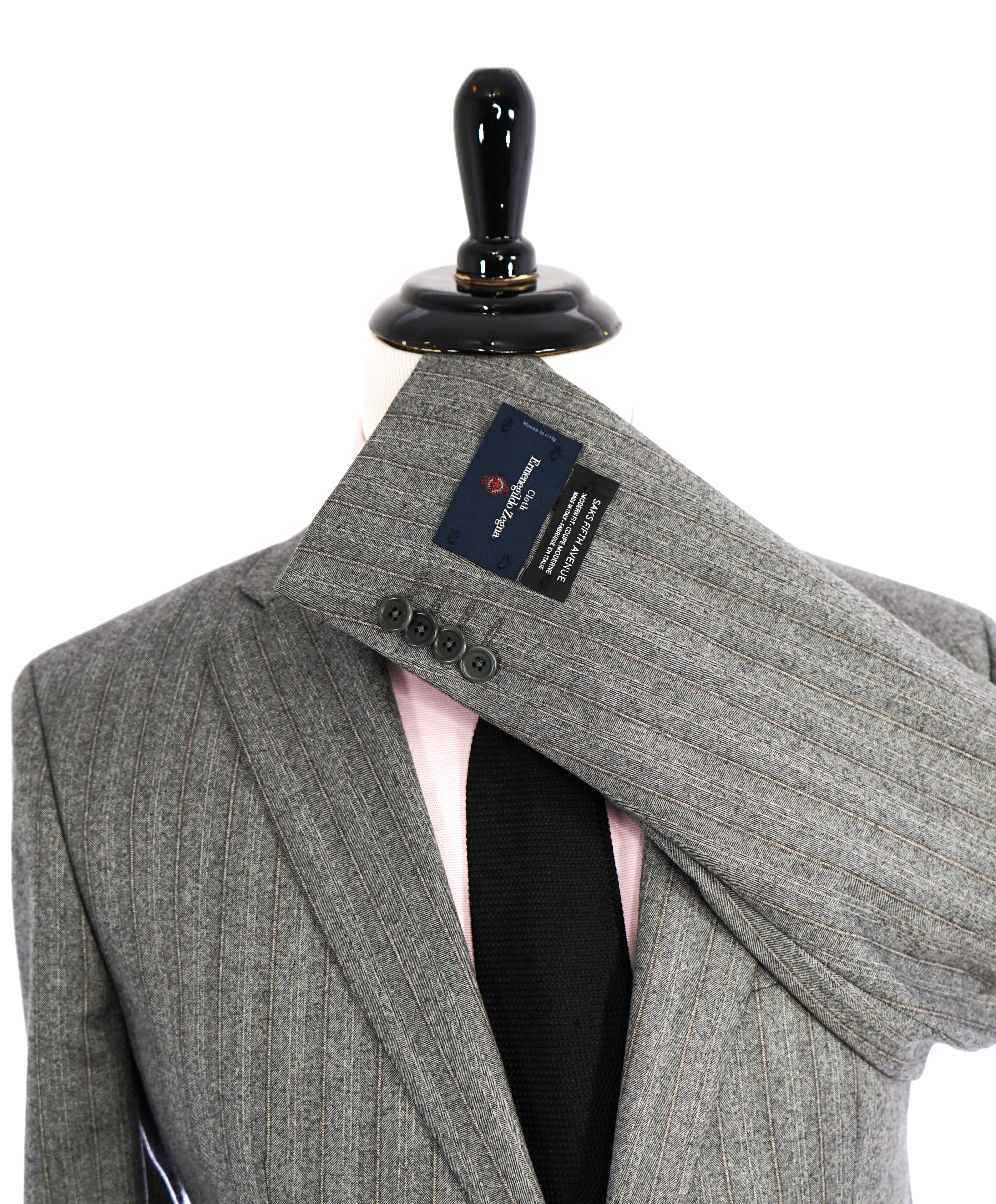 ERMENEGILDO ZEGNA - By SAKS FIFTH AVENUE Gray/Camel Flannel Herringbone Suit - 42R