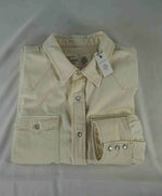 $495 ELEVENTY - Ivory *Wide Spread Collar* Western Snap Front Texas Shirt - M