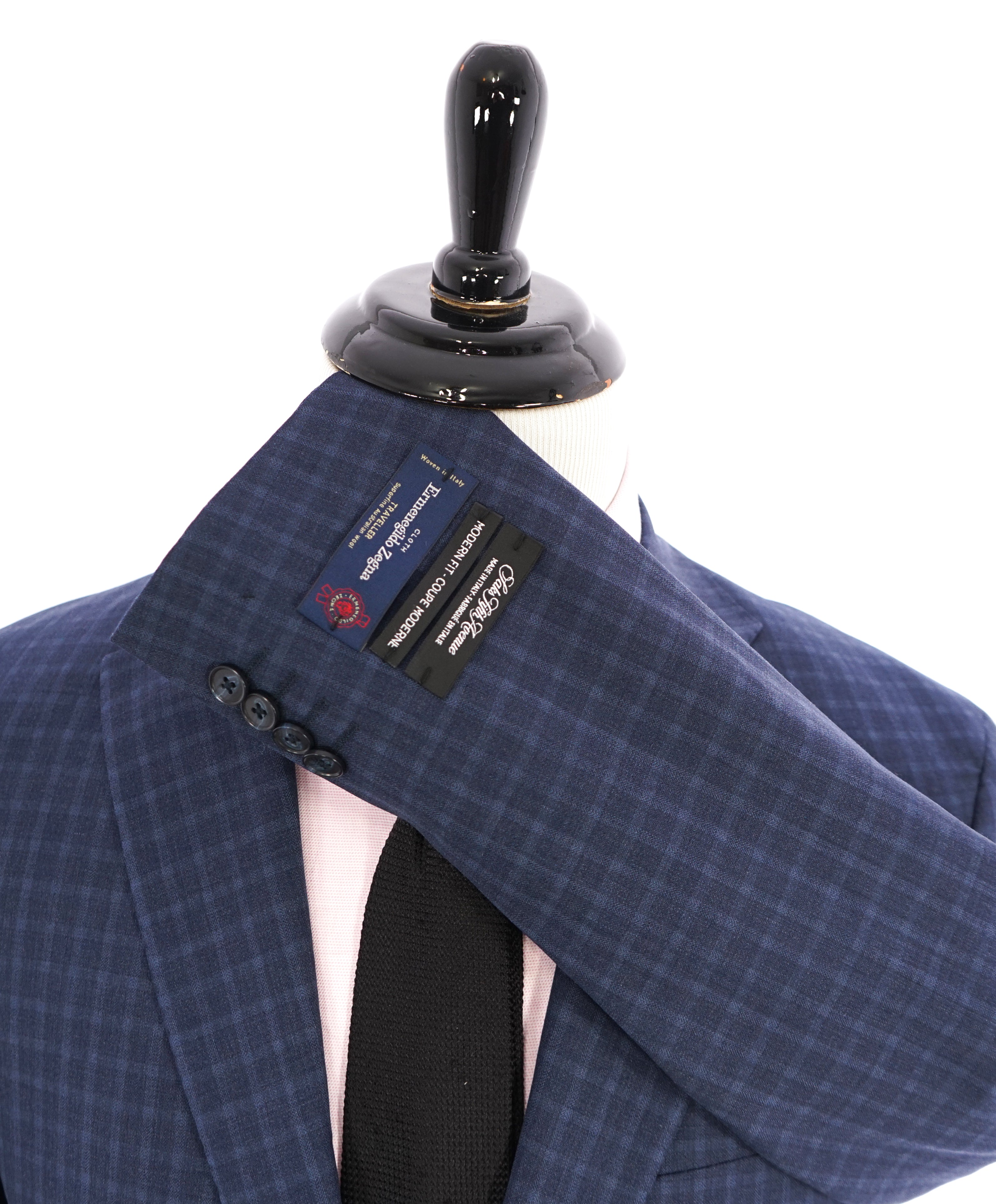 ERMENEGILDO ZEGNA - By SAKS FIFTH AVENUE "Modern" Blue BOLD Check Suit - 38R