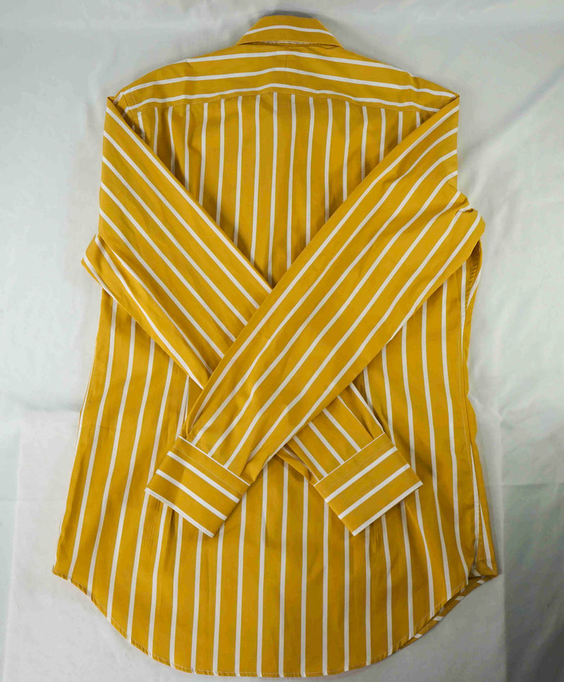 $395 ELEVENTY - Yellow/White *Wide Spread Collar* Button Down Dress Shirt - M