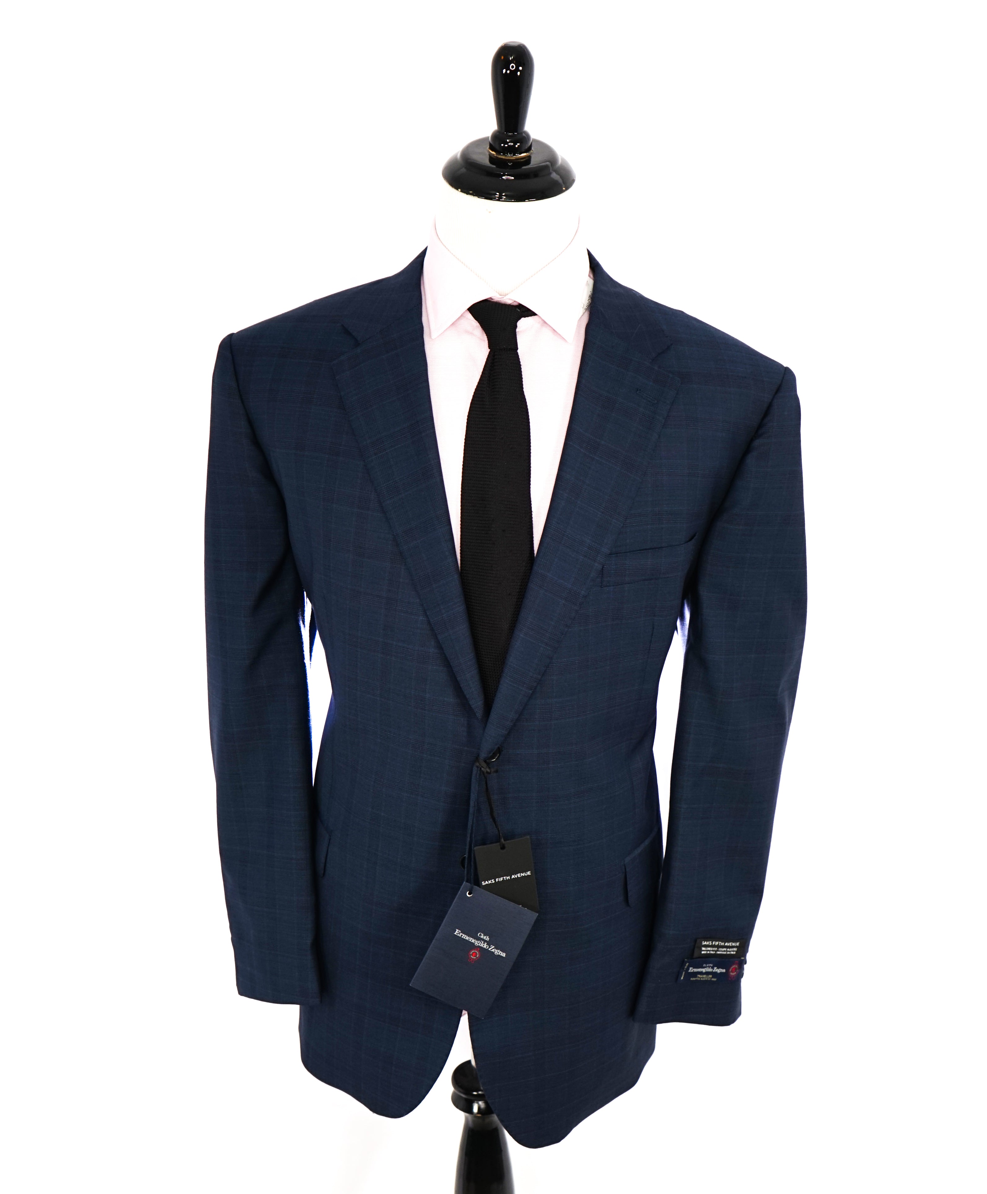 ERMENEGILDO ZEGNA - By SFA *TRAVELLER/ AUSTRALIAN WOOL* Blue Check Suit - 48R