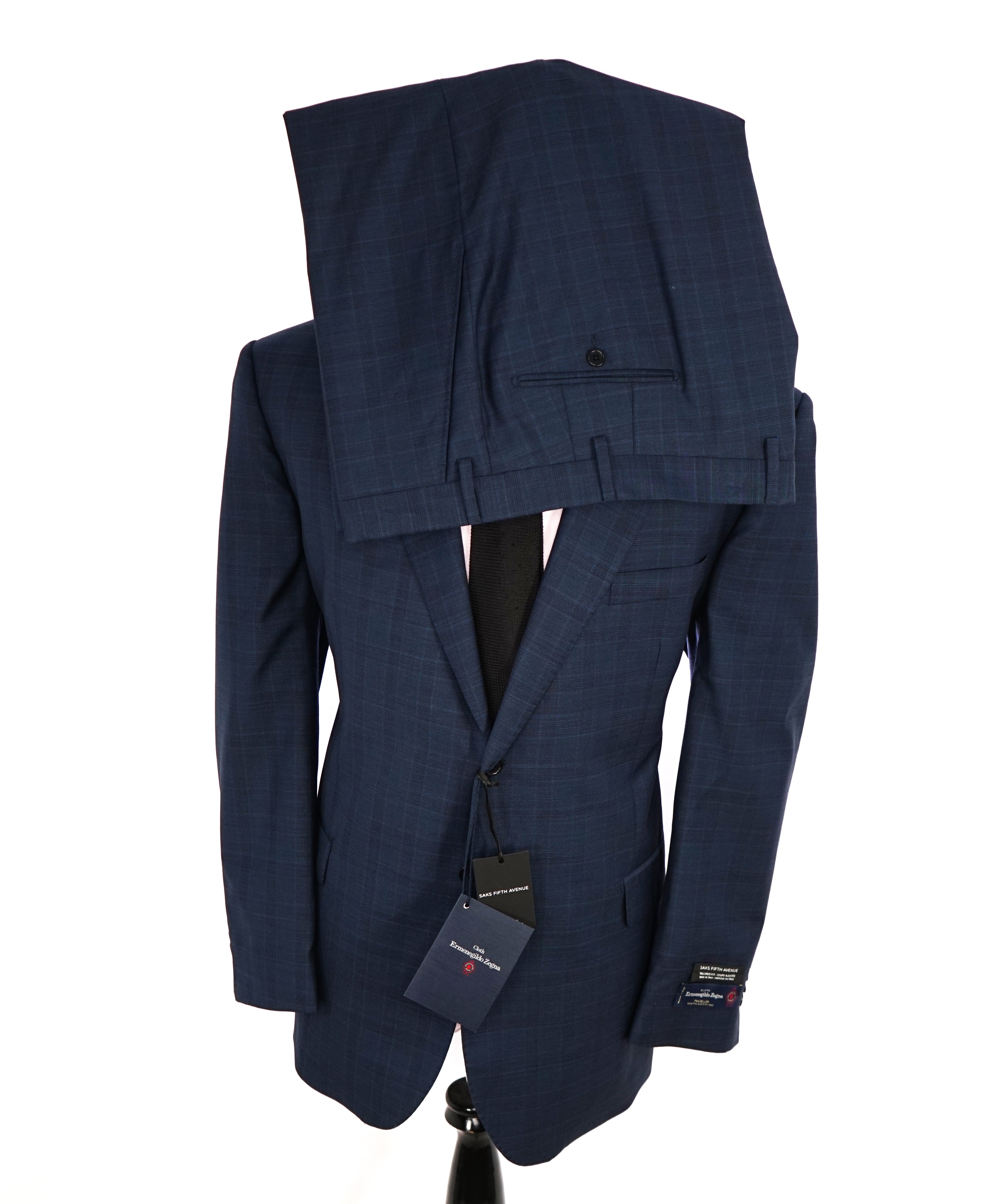 ERMENEGILDO ZEGNA - By SFA *TRAVELLER/ AUSTRALIAN WOOL* Blue Check Suit - 48R