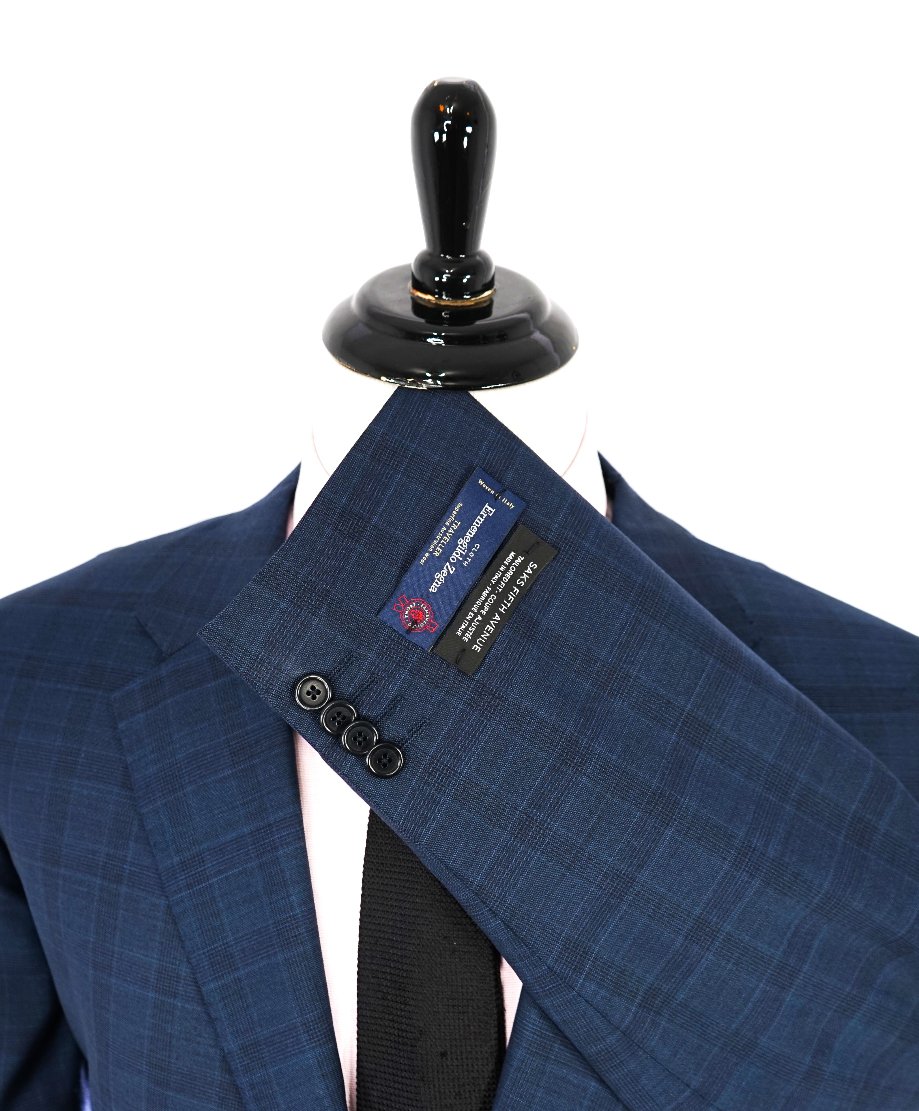 ERMENEGILDO ZEGNA - By SFA *TRAVELLER/ AUSTRALIAN WOOL* Blue Check Suit - 48R